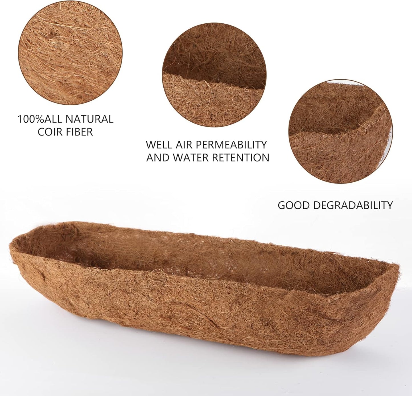 4 Pcs 30“ Window Box Deck Railing Planter with Coco Liner for Outdoor Balcony Porch Fence Patio Rail