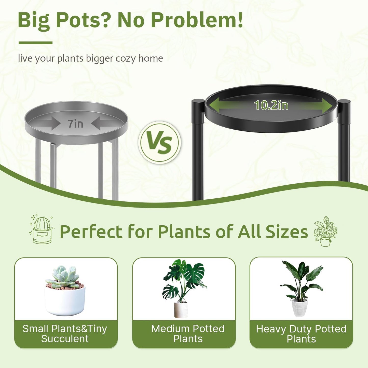 3 Tier Plant Stand Indoor Outdoor, 10in Wide Metal Tiered Tall Flower Pot Holder Multiple Shelf, Large Heavy Duty Round Rack for Patio Garden Living Room Balcony Corner Bathroom Orchid,Modern Black