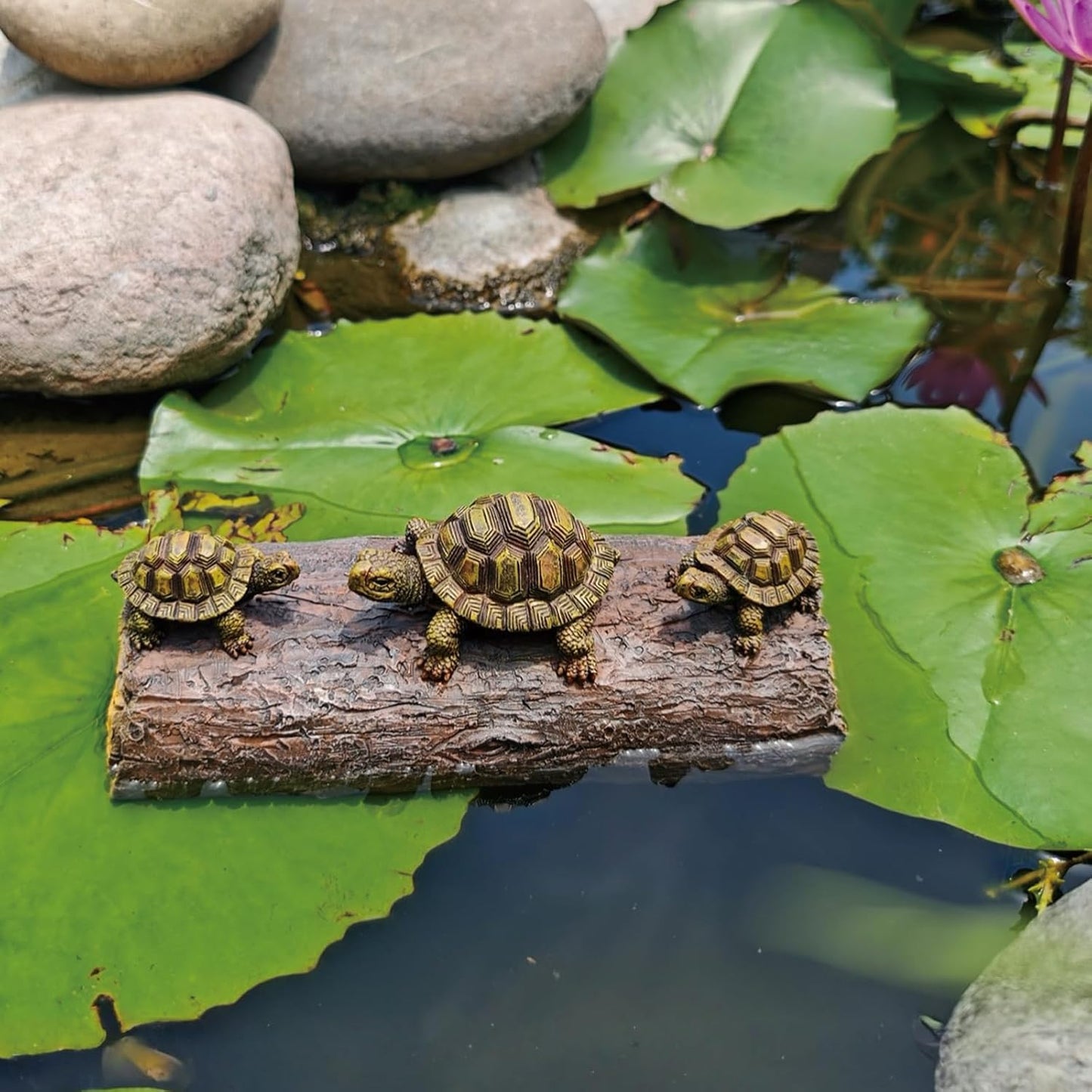 Green Resin Turtle Float Pond Decor, Realistic Floating Decor for Outdoor Ponds, Decorative Animal Garden Statues for Pond Accessories, Garden Outside Lawn Ornament