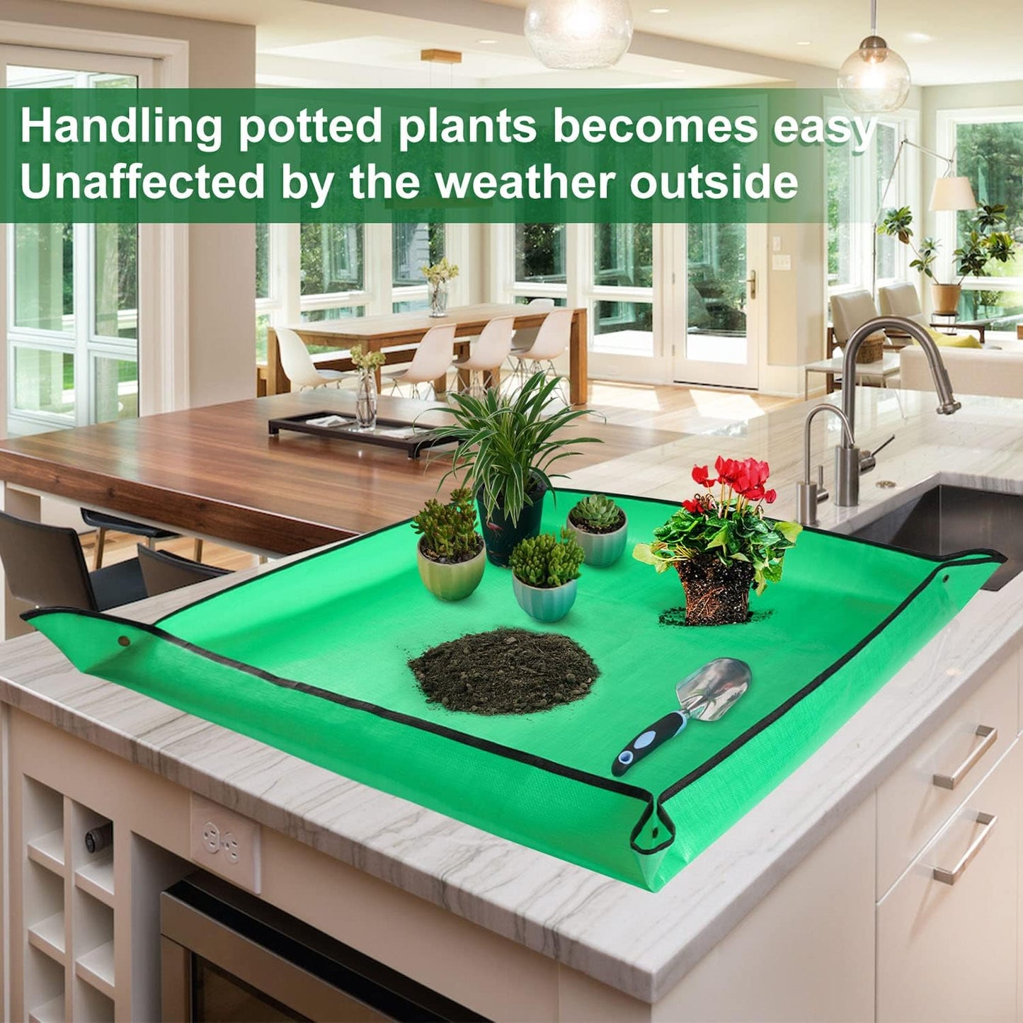 Extra Large Waterproof Potting Mat for Indoor Plants Transplanting and Dirt Control, Square Repotting Mat Portable Succulent Potting Tray Gardening Gift for Plant Lovers (39.5"x39.5")