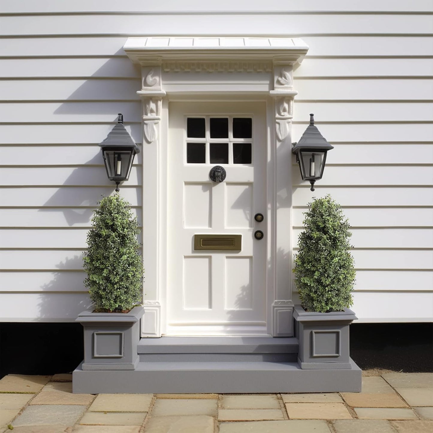 35inch Artificial Topiary Boxwood Tree, Faux Plants Outdoor 2 Packs Fake Bushes Faux Shrub, Artificial Topiary for Outdoors for Home Decor Indoor Front Porch