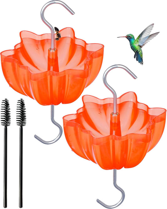 Ant Moat for Hummingbird and Oriole Feeders to Guard Against Ants Protecting The Sugar Nectar Water, Cleaning Brushes Included (Red 2 Pack)