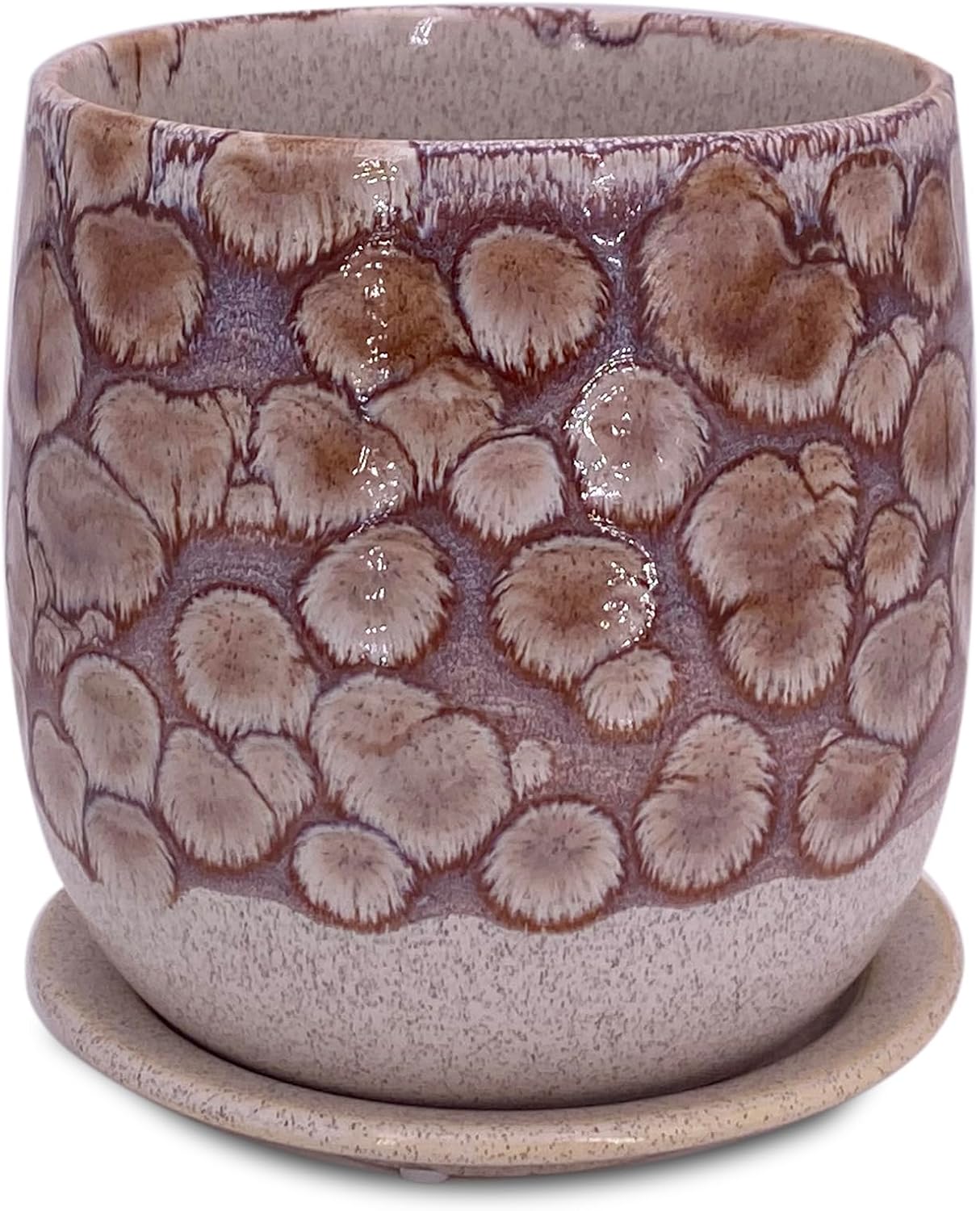 6 in Ceramic Plant Pot with Saucer，Indoor Plant Pot for Plants, Flower Pot with Drainage，Reactive Glaze Red