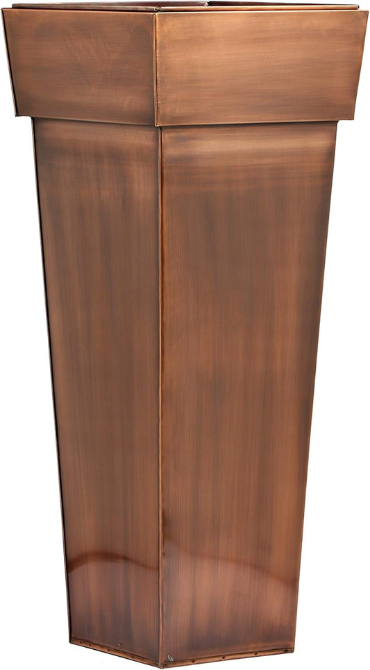 H Potter Tall Square Planter Stainless Steel with Antique Copper Finish Indoor and Outdoor Garden Pot Plant Box Holder for Succulent Flowers 36.5 Inches in Height