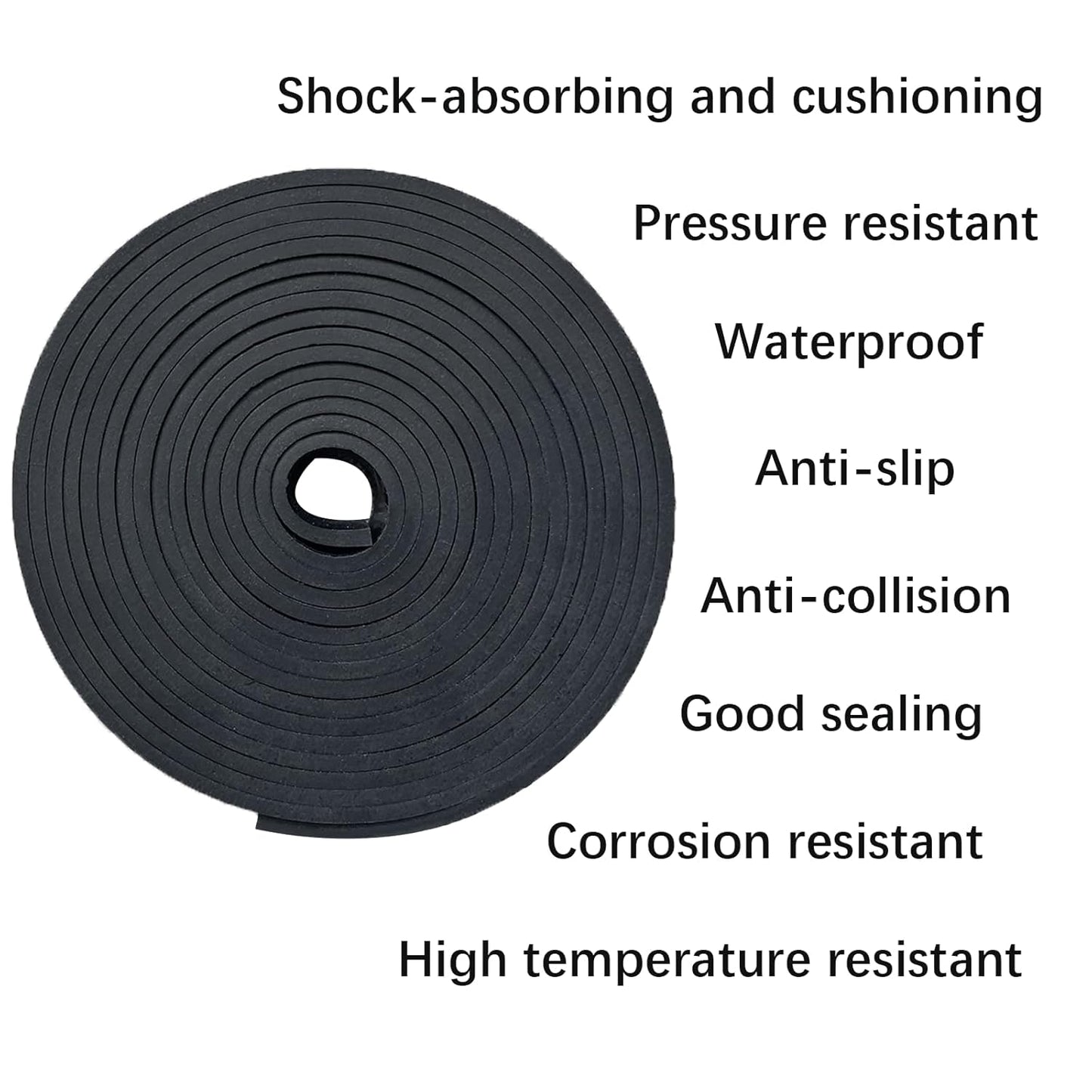 Solid Rubber Strips 1/8 (.125)" Thick X 1" Wide X 10'Long, Solid Rubber Sheet for Anti-Slip Pads, Flooring, Seals, Crafts, Anti-Vibration, Gaskets DIY