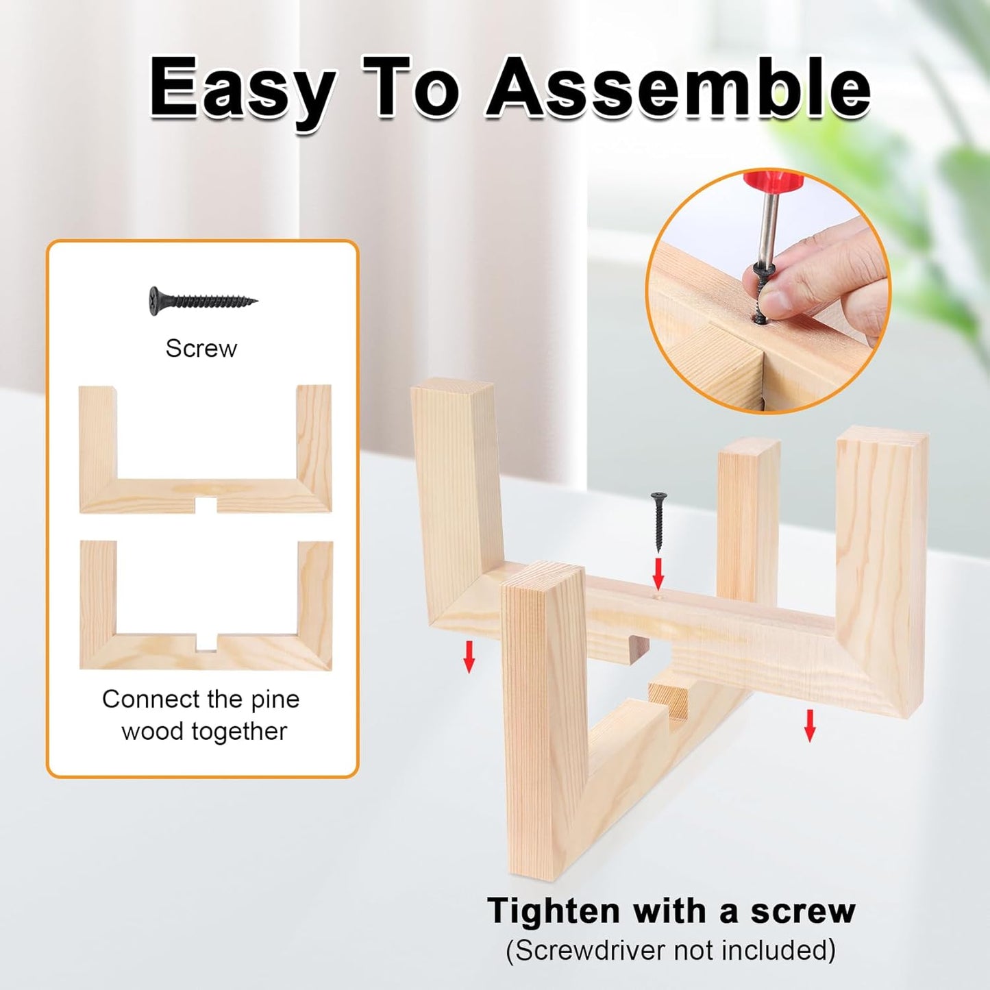 Plant Stand, Indoor/Outdoor Wood Plant Holder, Single Flower Pot Stand, Sturdy Planter Stand, Fit 5-15 Inch Pots