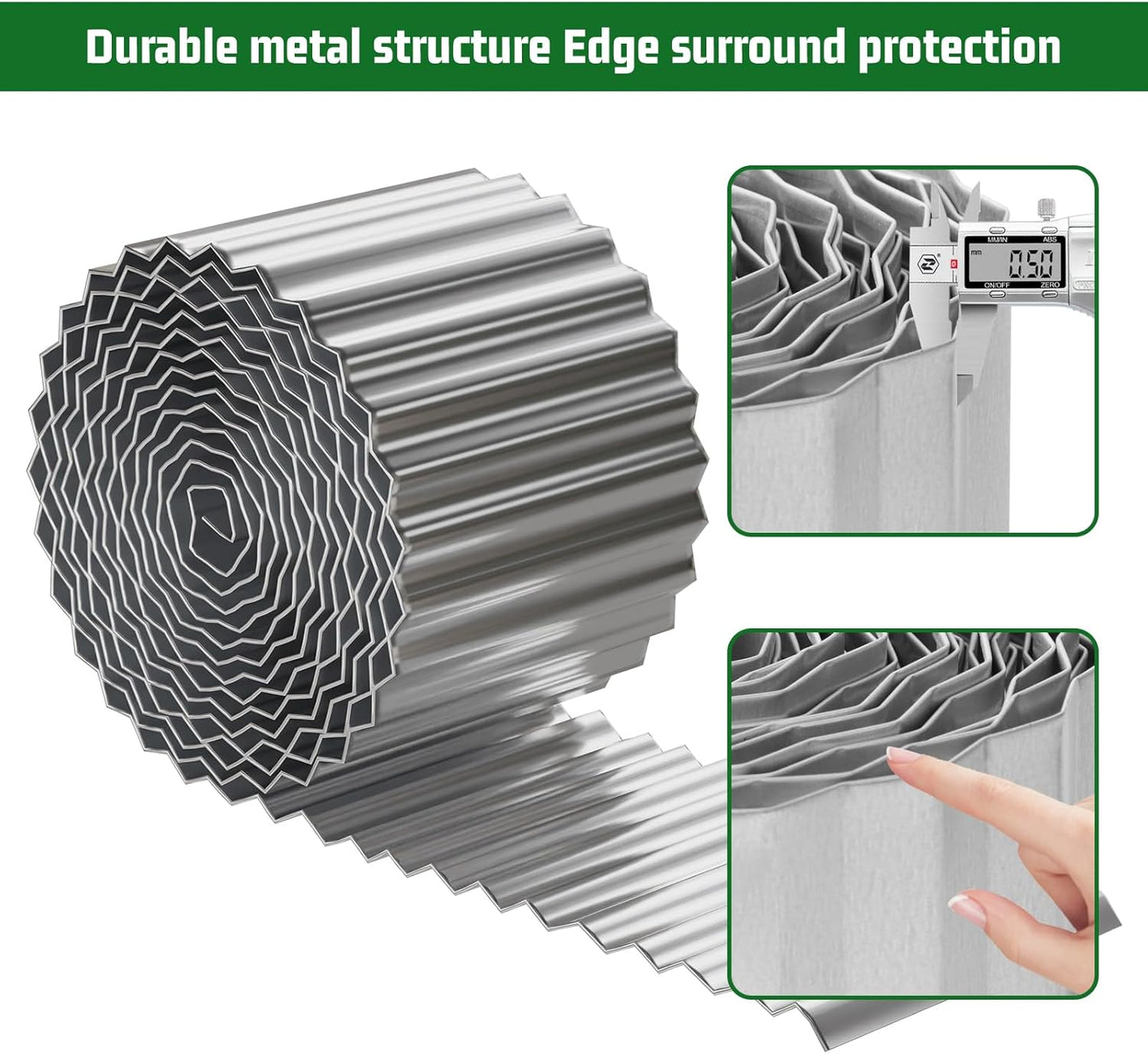 SnugNiture Corrugated Metal Garden Edging,4" x 10' Sturdy Lawn Edging Border,Landscape Edging Border for Lawn, Flower Bed,Garden and Yard