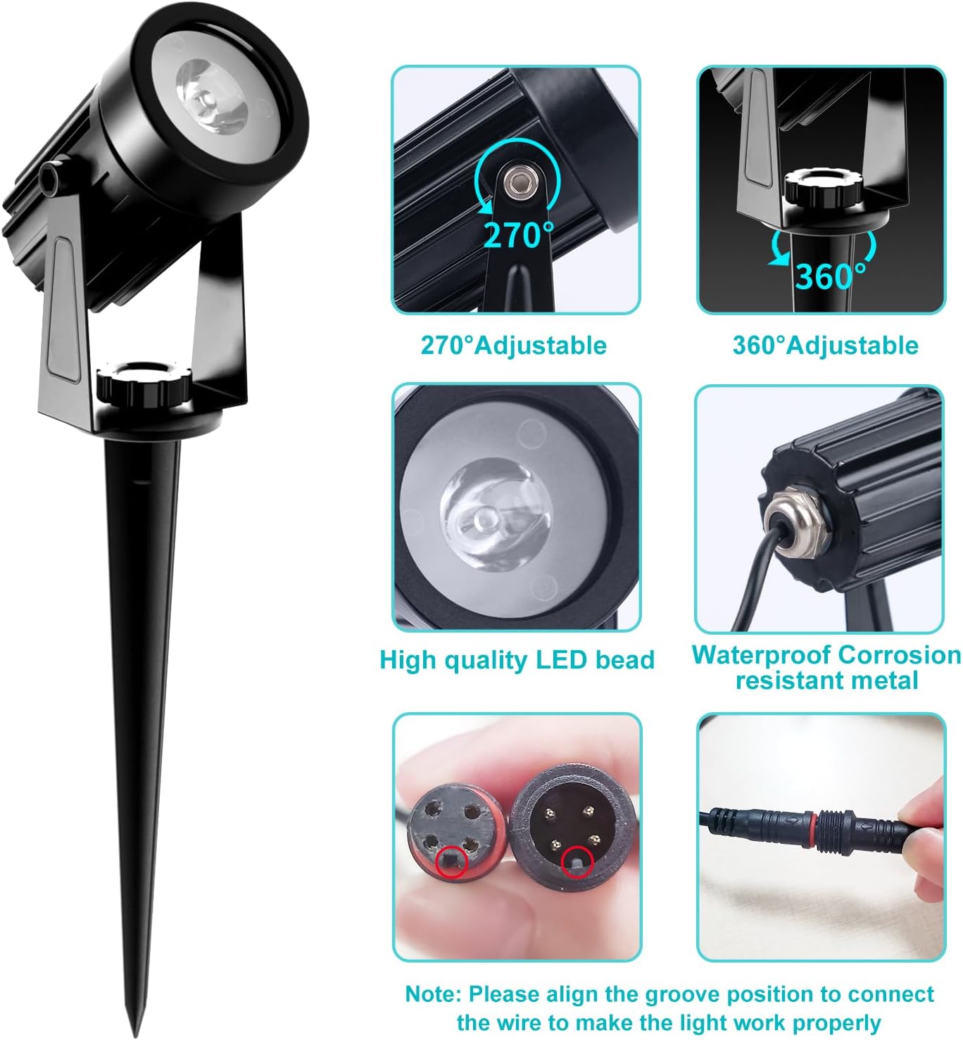 T-SUNUS Halloween Color Changing Solar Spot Lights Metal, RGB LED Landscape Spotlights IP65 Waterproof Spotlight 2-in-1 for Outdoor Uplighting Garden Pathway Christmas Trees Flag Pond Yard