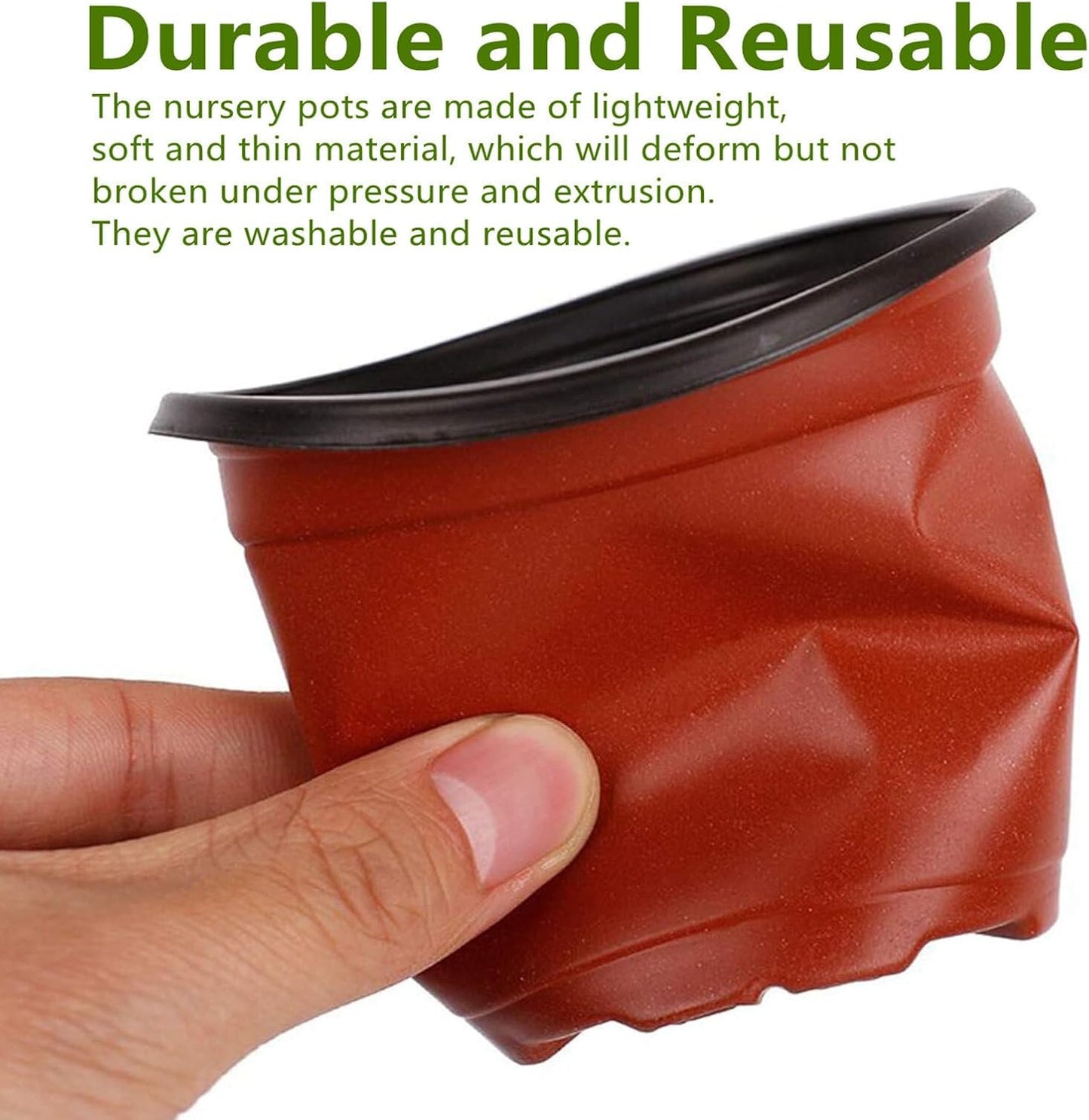 100 PCS 6.7 Inches Plastic Plant Nursery Pots, Reusable for Succulents, Seedlings, Cuttings, Transplanting,Seedlings Plastic Plant Pots with Drainage Holes