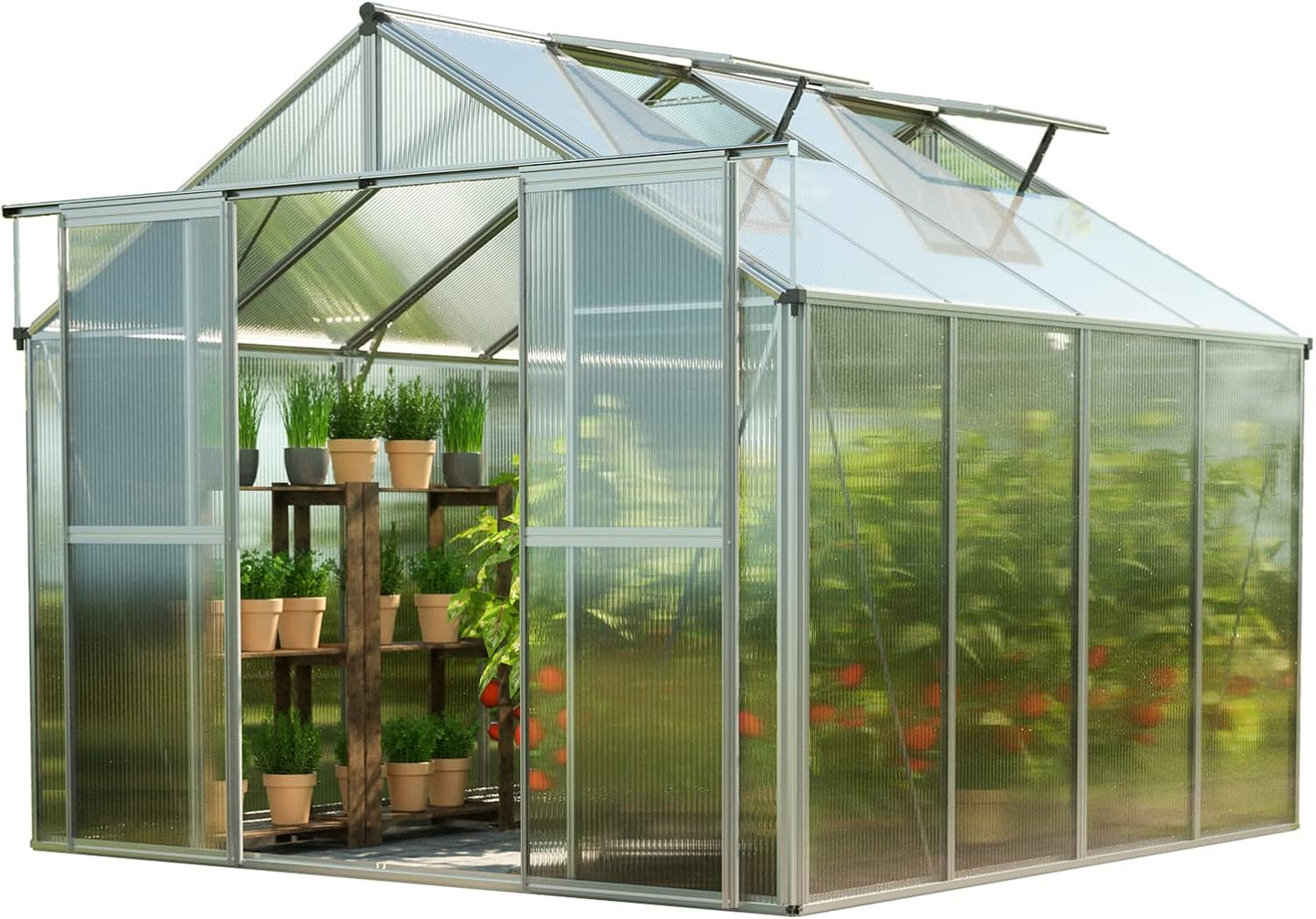 Greenhouse Topas 4 Aluminum Frame 7.4 x 8.5 ft with Approx. 8 mm Polycarbonate Panels