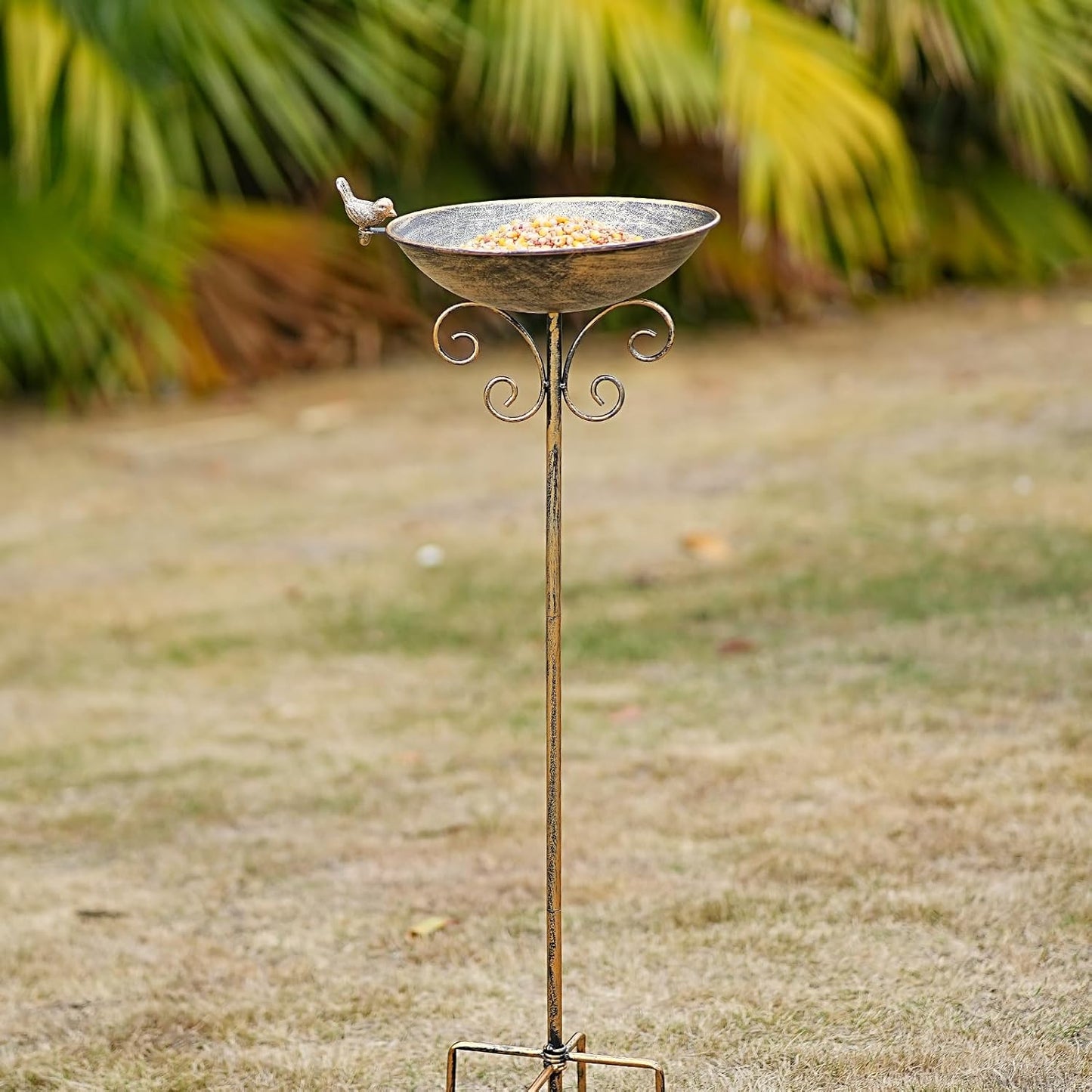 36" H Bird Bath for Outside,Metal Bird Bath,Bird Feeder with Metal Stake Garden Decor