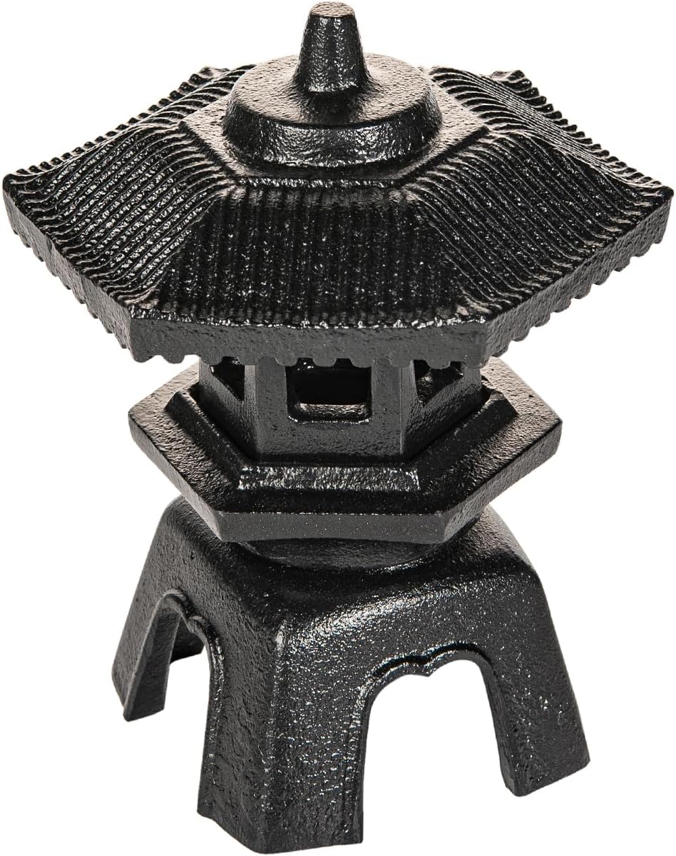 Sungmor Cast Iron Candle Lantern - Japanese Pagoda, Vintage Indoor/Outdoor Zen Garden Decorative Lantern, Heavy Duty Tealight Candle Holder Stand, Rustic Home Decor Patio Yard Art Ornament