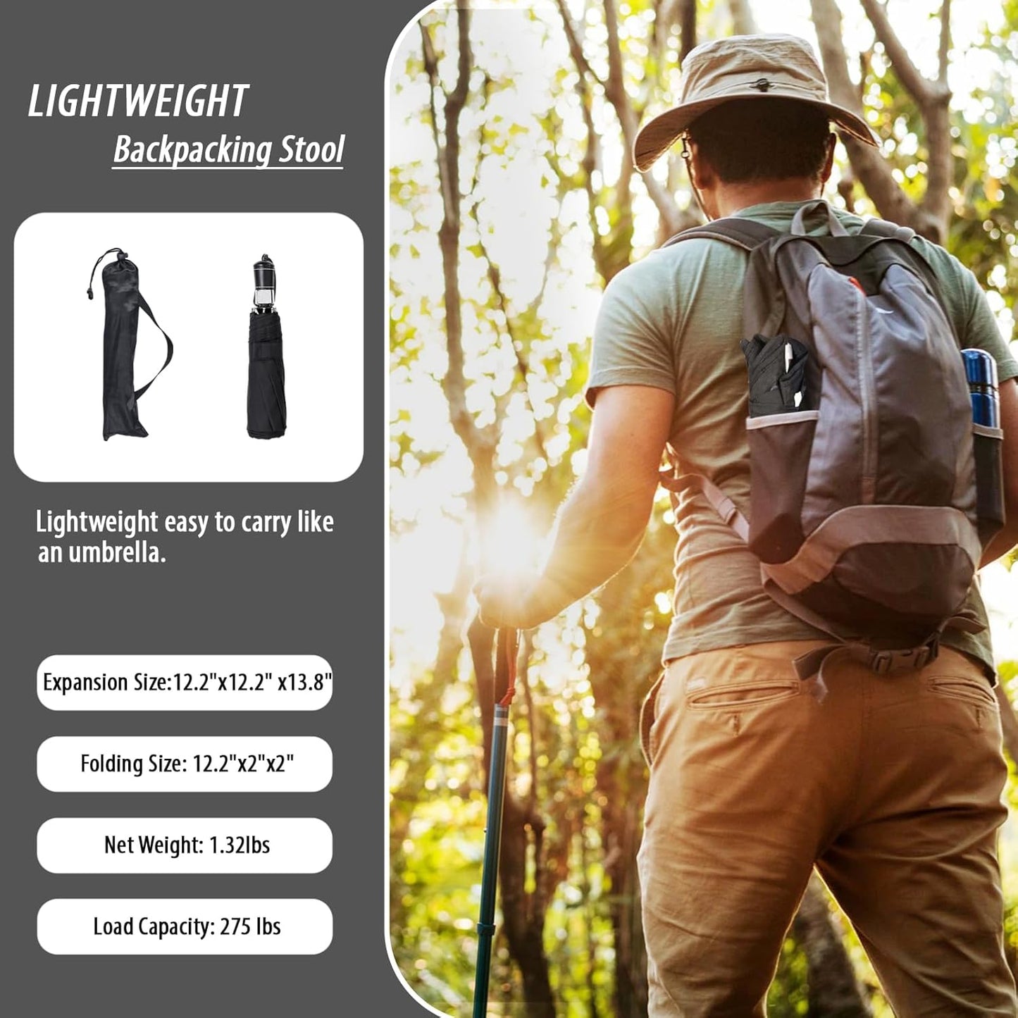 Camping Stool,Small Folding Chair,13.8" Lightweight Folding Stool Compact Backpacking Stool with Carry Bag