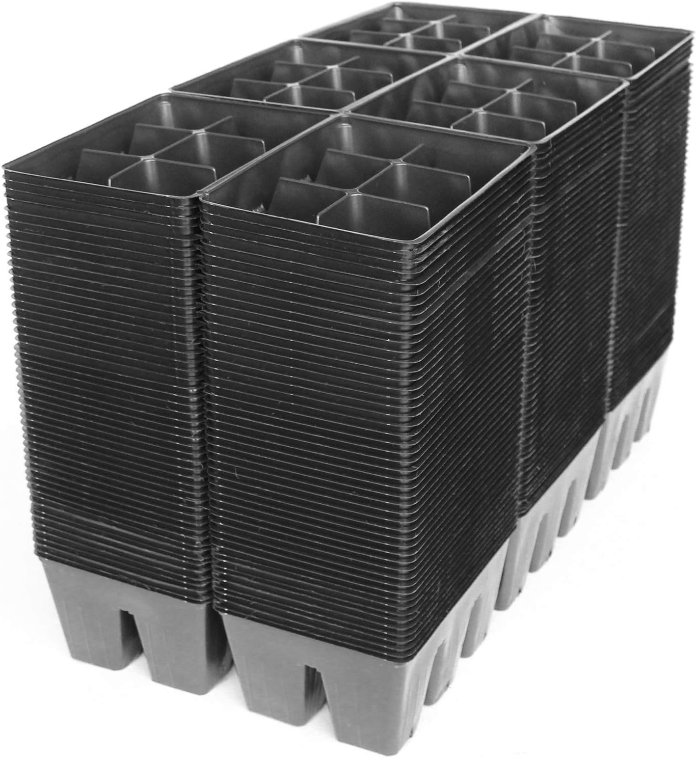 Handy Pantry Black Plastic Garden Tray Inserts - 50 Sheets of 36 Planting Pot Cells Each - 2x3 Nested x6 Configuration - Perforated - Nursery, Greenhouse, Gardening