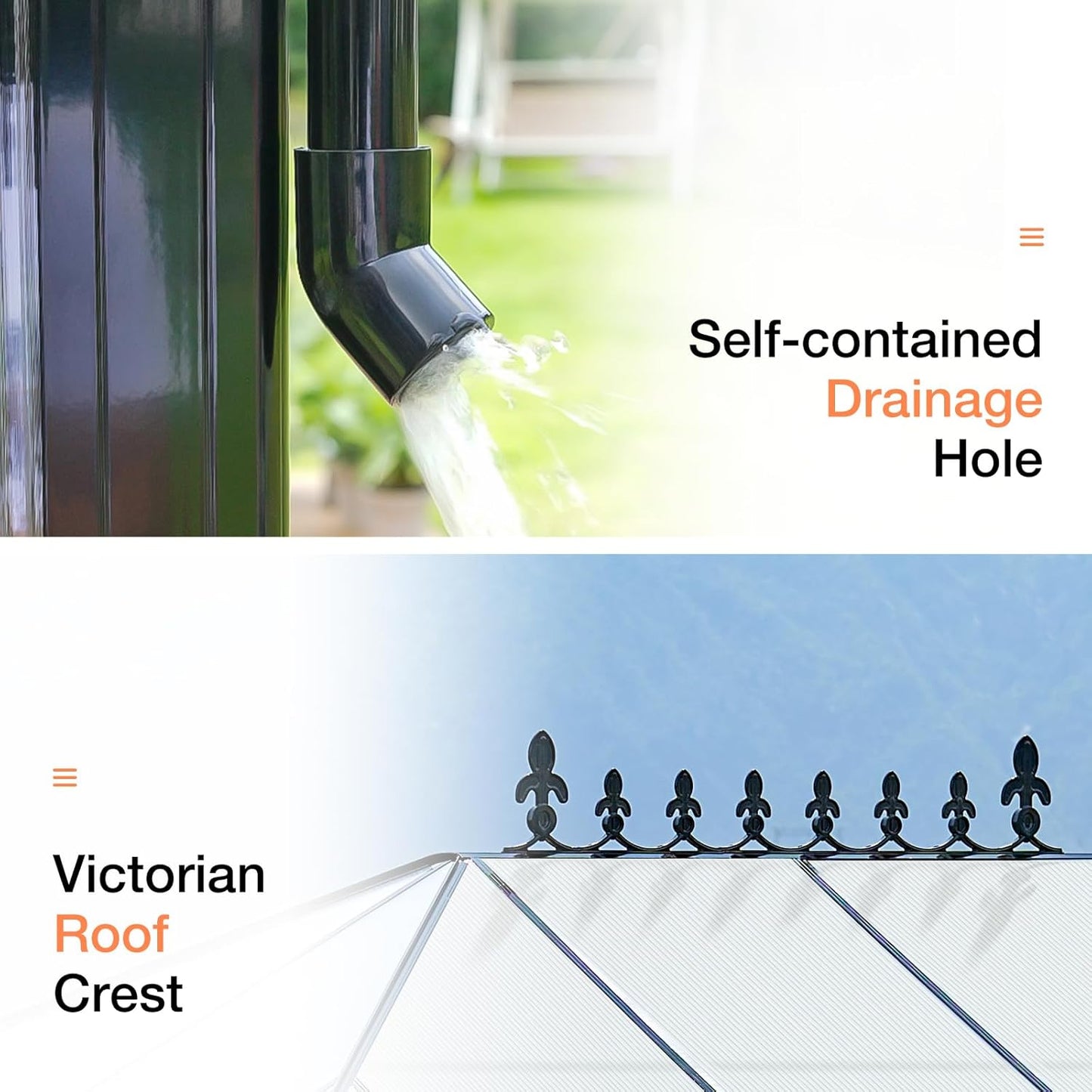 AMERLIFE 14x9.5x9FT Walk-in Polycarbonate Greenhouse with Quick Connector, Fast Assembly Aluminum Greenhouse for Outdoors, Swing 2 Doors, Black