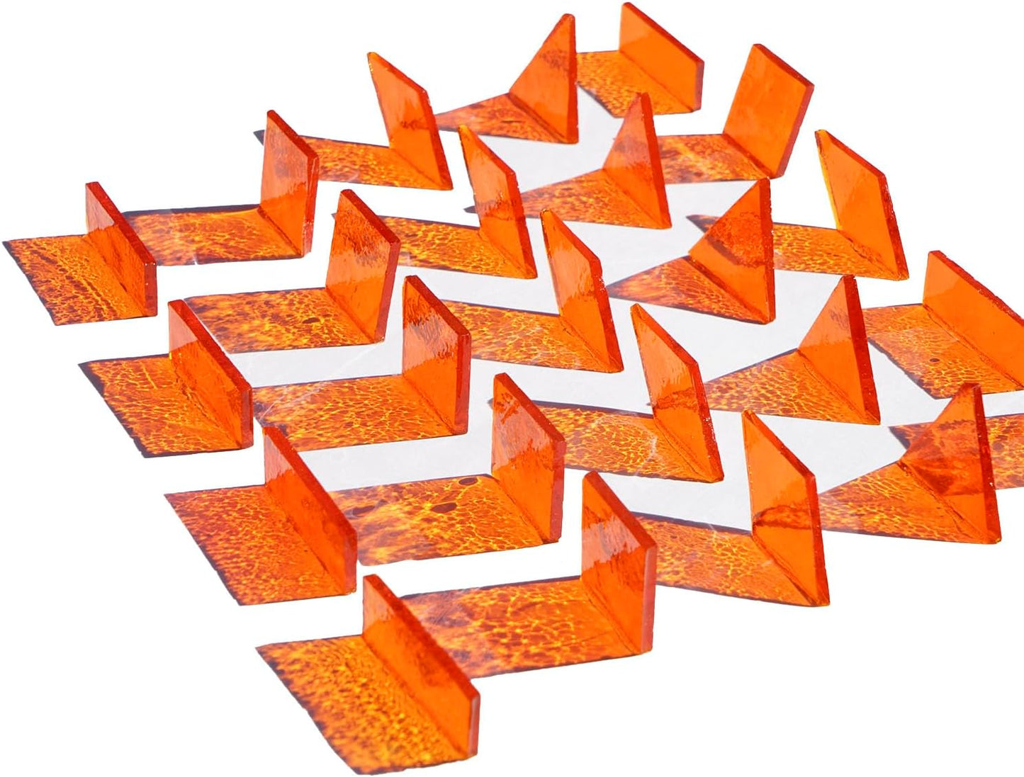Textured Stained Glass Pieces, 200G Vibrant 4 Shapes Mosaic Tiles for DIY Crafts, Mosaic Making Kit, Red Orange