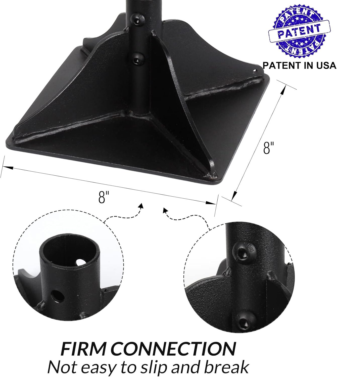 Walensee Steel Tamper with 48 inch Handle 8"x8" Garden Rubber Grip for Laborsaving All-Steel Heavy Duty Ideal Tool Leveling Ground Installing pavers and Repairing Blacktop