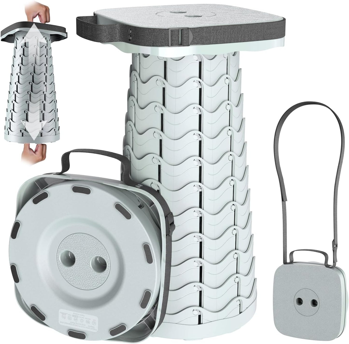 Upgraded Collapsible Stool, Portable Folding Stool, Telescoping Camping Stool with Max Load Capacity 485lbs, Square Retractable Seat for Camping Gardening Fishing Hiking BBQ [Cyan]