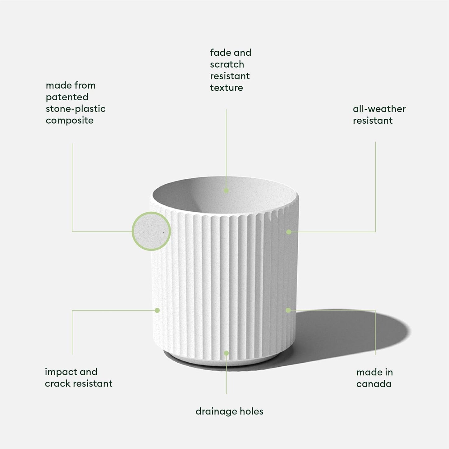 Veradek Demi Series Round Planter for Porch, Patio, Backyard | Durable Plastic-Stone Composite Material | Modern Décor for Tall Plants, Flowers