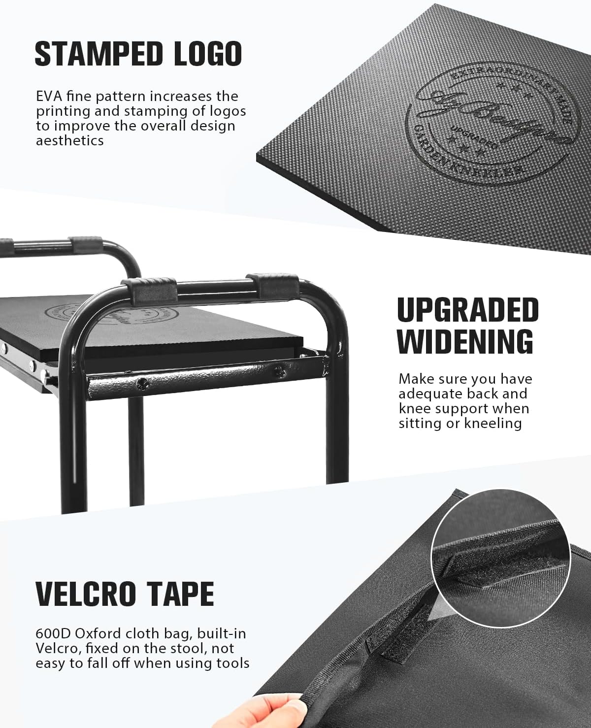 Garden Kneeler and Seat Heavy Duty, Upgraded Widened to 10" Stable Wear-Resistant Prevent Knee and Back Pain, Foldable Gardening Stool - Beautiful Logo high-end 2 Large Tool Bags Gift for Men