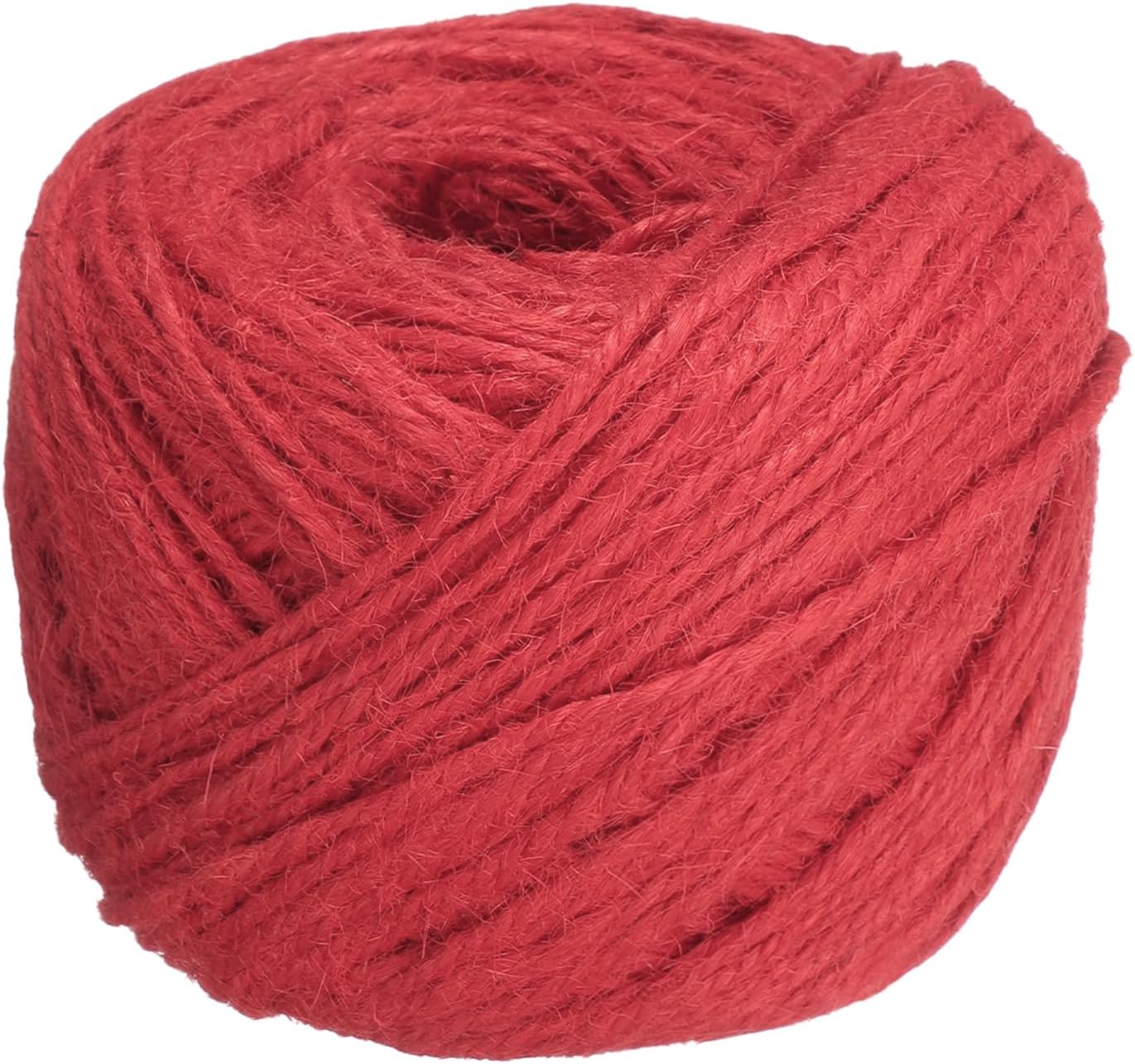 uxcell 328 Feet Natural Jute Twine String,2mm Thin Garden Twine Rope Colored Plant String Cord for DIY Art Crafts Gift Wrapping Decoration Packing Gardening Plant Hanger,Red