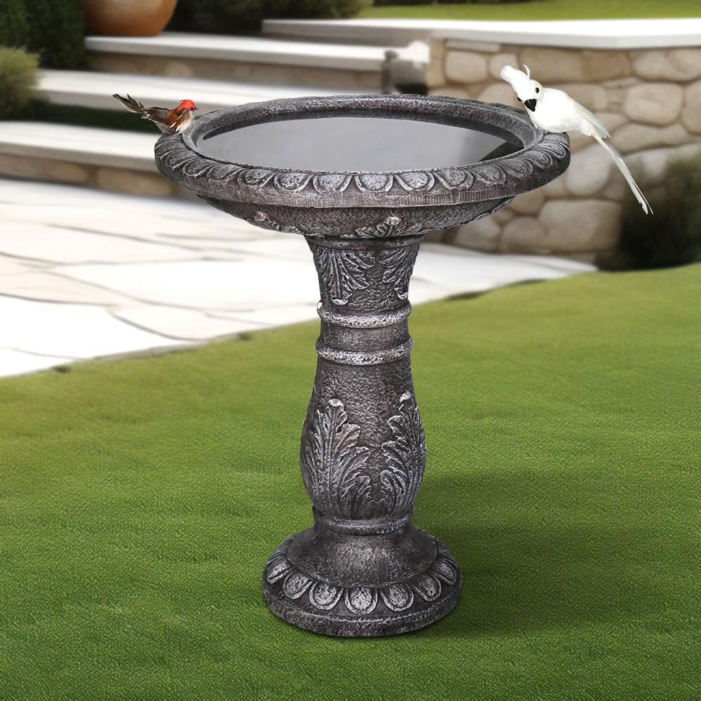 24.4" H Concrete Bird Bath for Outdoors - 24.4" H * 20" Φ Bird Bath for Outside, Classical Birdbath Patio Decor