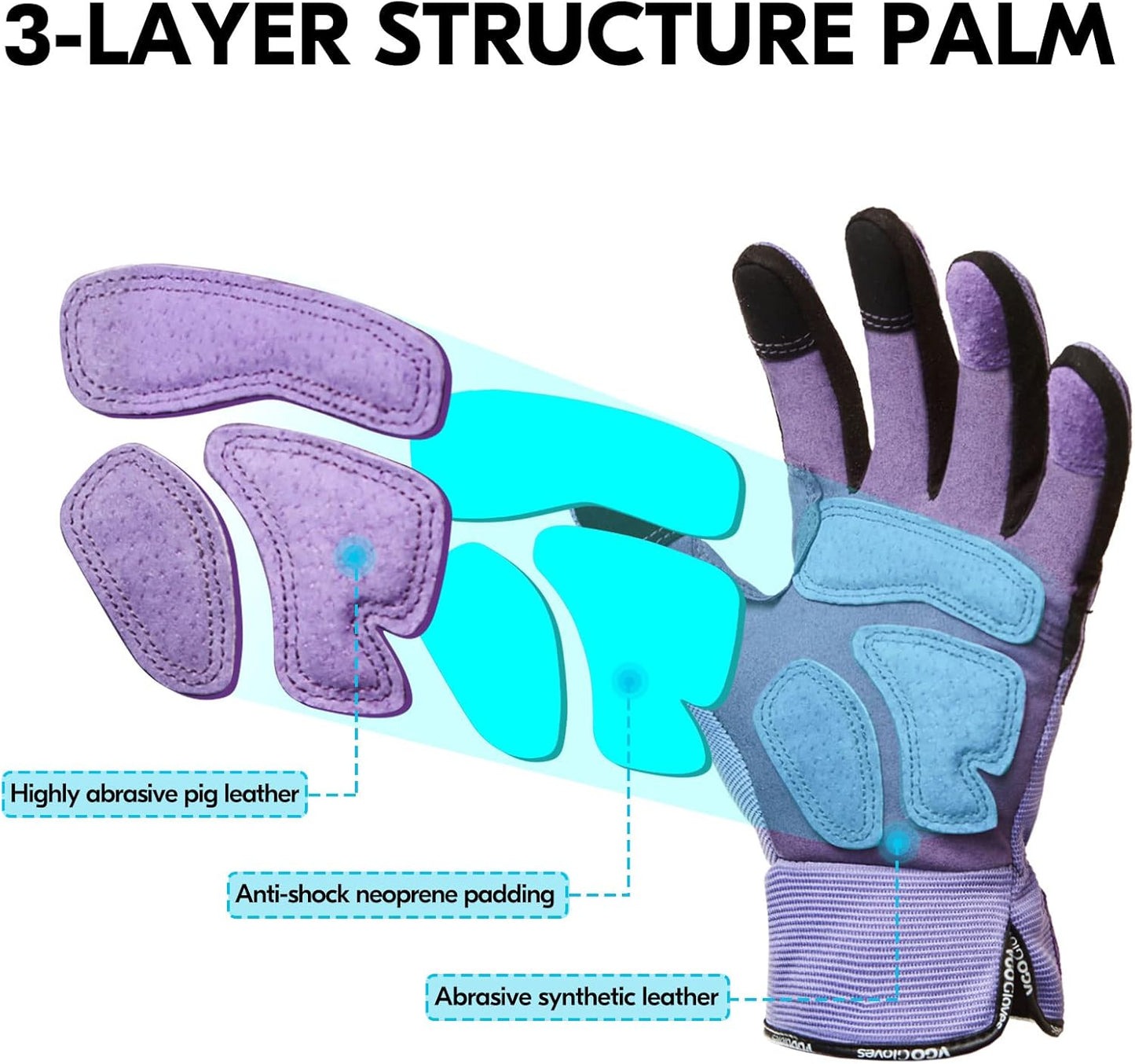 Vgo... Gardening Gloves Ladies,Safety Work Gloves,Touchscreen(Size S,Purple,SL7471)