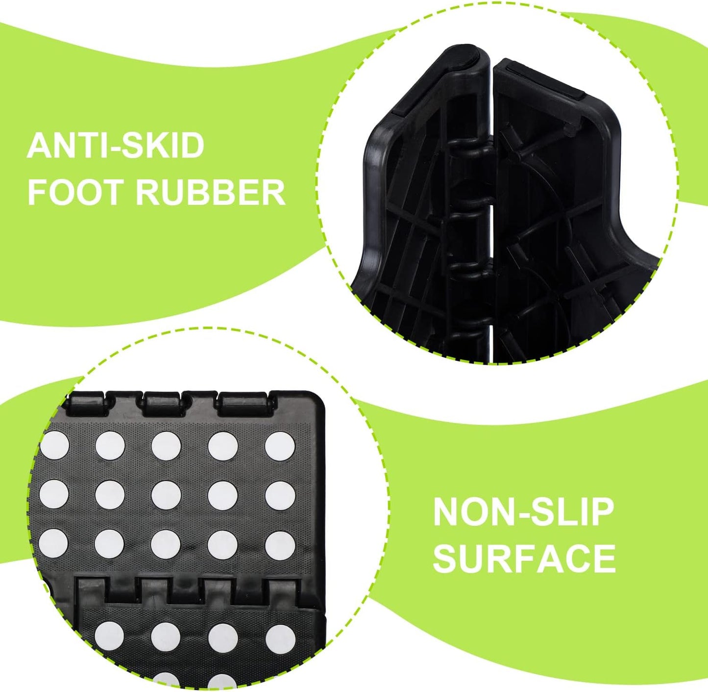 Delxo Folding Step Stool for Kids and Adults,15-Inch Extra Wide 9 Inch Height Heavy Duty Stepping Stool More Safe and Comfortable Non Slip Foldable Step Stool Black