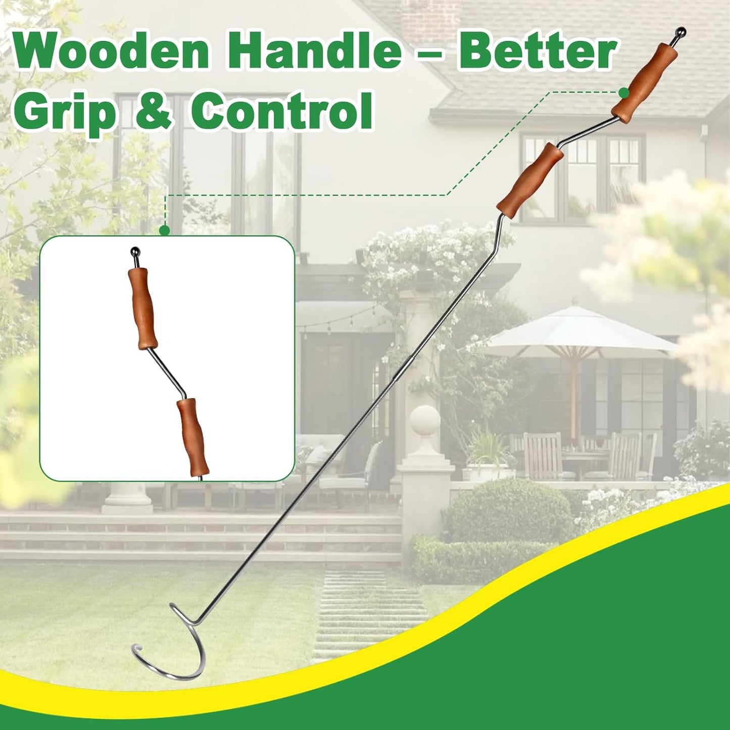 Stainless Steel Compost Aerator Tool – Manual Compost Turner for Outdoor Tumbler Bins, Rotating Mixing Tool