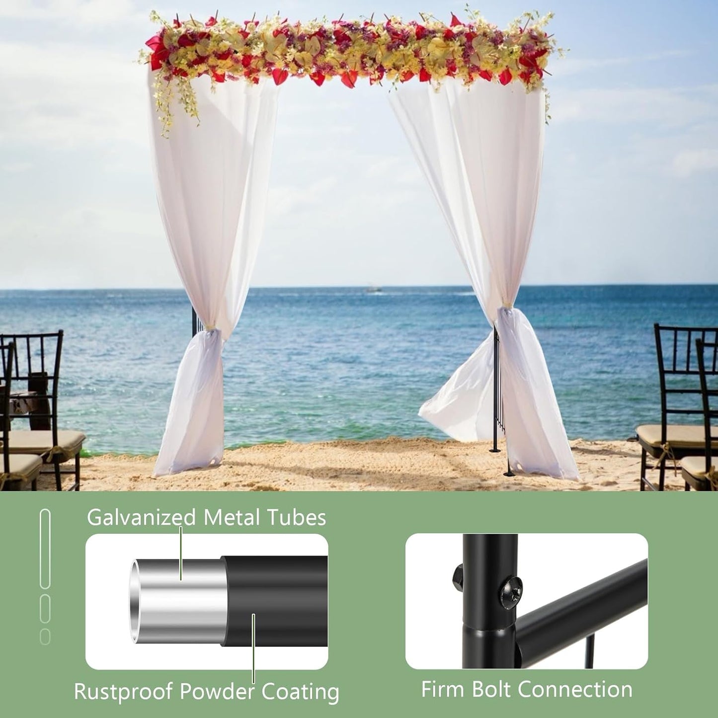 Giantex Garden Arbor Wedding Arch for Ceremony Party, Metal Trellis Archway for Climbing Plants Rose Grape Vines, Steel Frame Pergola Decoration for Backyard Patio Lawn Pathway, Easy to Assemble