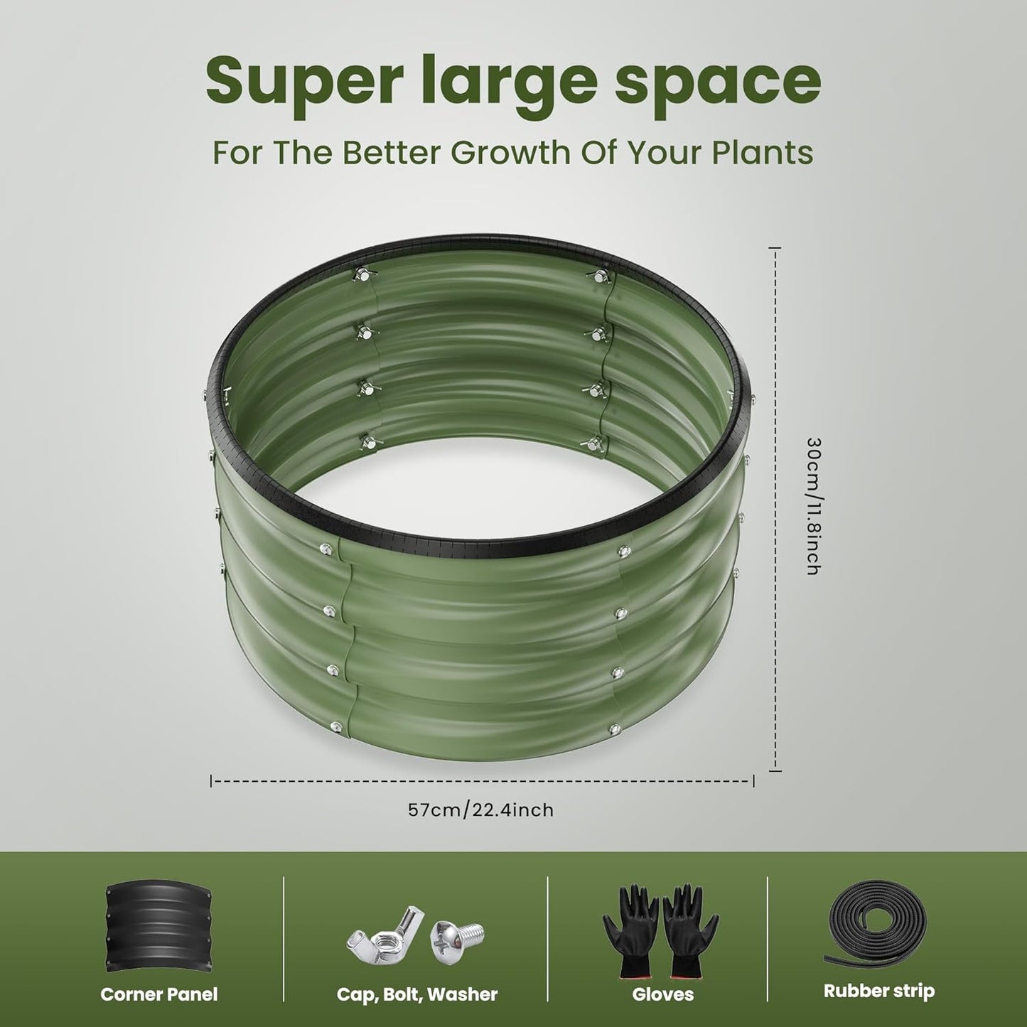 ZXZYHFTY Round Galvanized Raised Garden Bed kit,Green Outdoor Garden Raised Planter Box, Round Large Metal Raised Garden Beds for Vegetable 2 * 2 * 1ft 2 Pcs