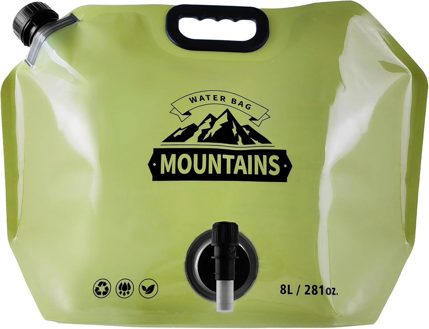 Collapsible 8L Water Storage Bag, BPA-Free Portable Folding Water Jug with Adjustable Faucet, Leakproof Emergency Water Bag for Camping, Hiking, Riding, Outdoor Sport (GREEN, 1)