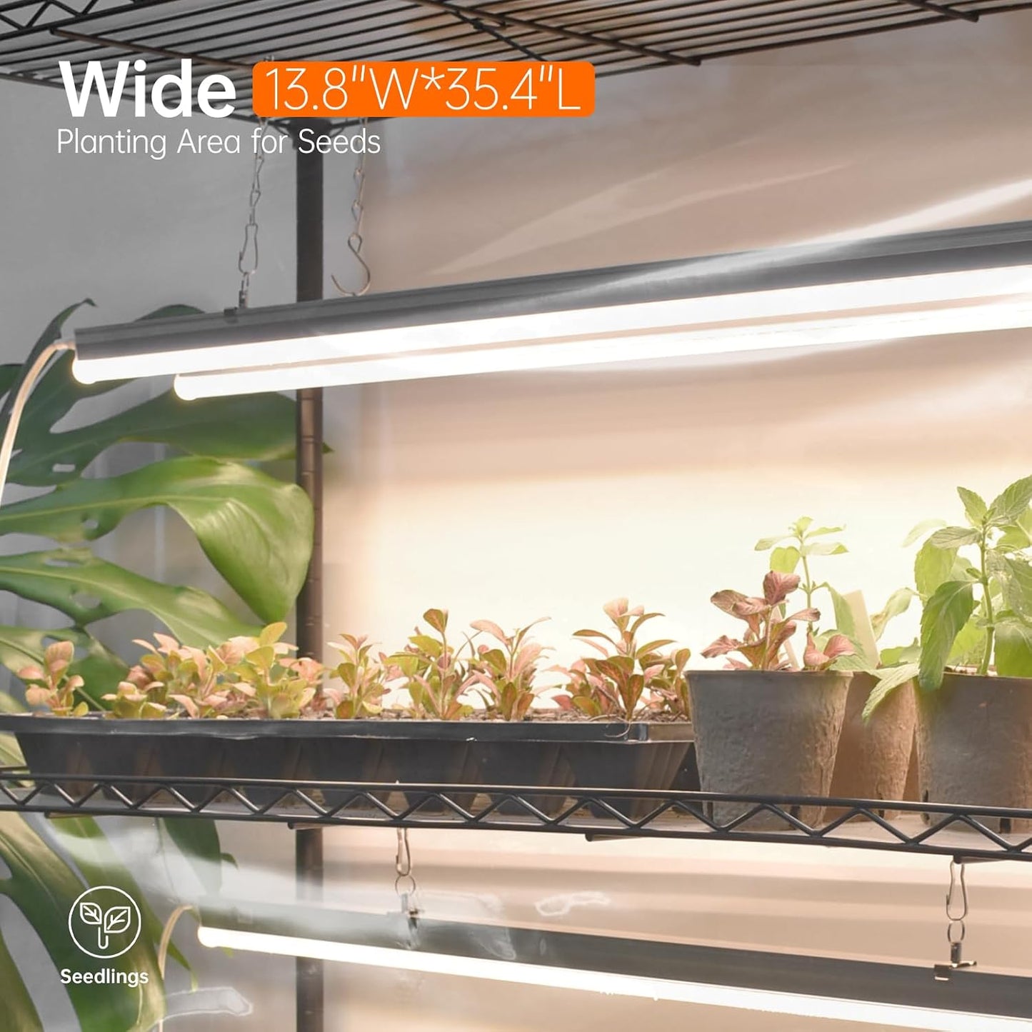 Indoor Greenhouse with Grow Light, Tall Green house with 6 Pack T5 Full Spectrum Plant Lights with Timer, Plant Shelf with Tent for Indoor Plant, Seed Starting, Seed Tray, 35.4"x13.8"x70.8"