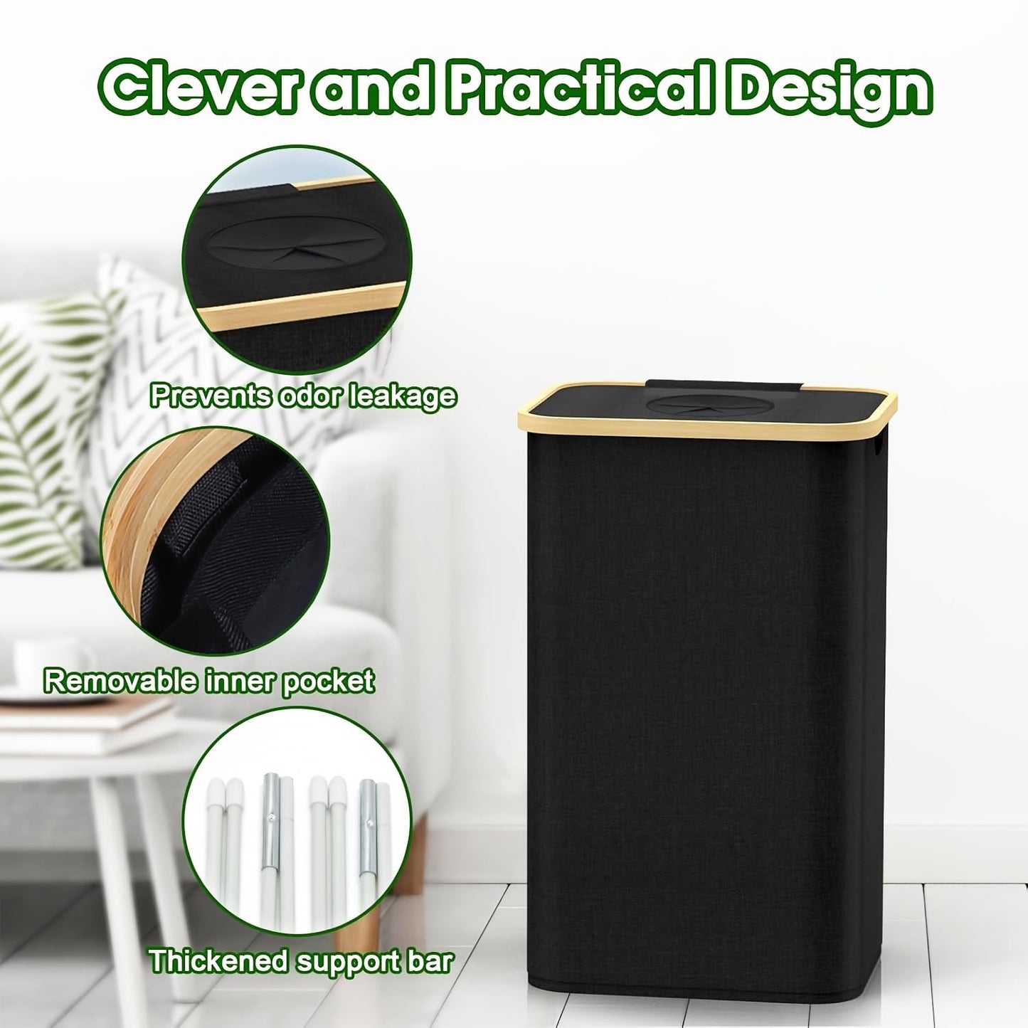 Indoor Recycling Bins for Kitchen,Kitchen Trash Can with Lid, Large 26-Gallon 100-Liter Capacity, Detachable and Reusable Inner Bag, Suitable for Bottles, Cans, and Glass，Grey