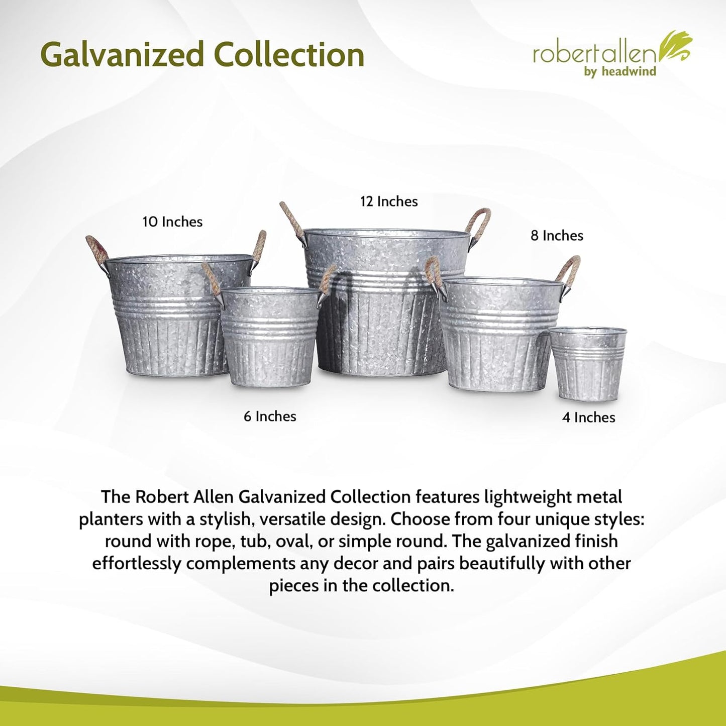 Headwind 4" Round Planter - Galvanized
