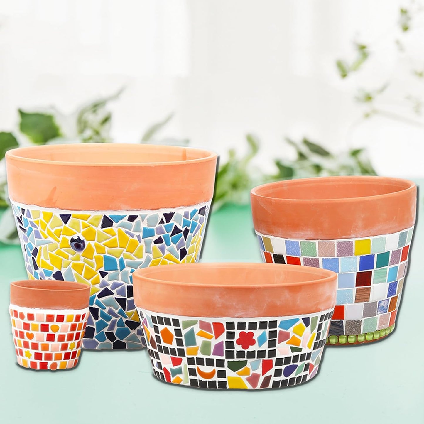 Irregular Size Mosaic Tiles Mixed Color Ceramic Mosaic Glass Pieces for Home Decoration or DIY Crafts 200g Triangles Trapezoids Polygons (Blue Mix)