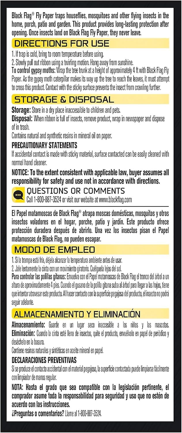 Black Flag Fly Paper, Insect Trap, Catches All Flying Insects 4 Traps (Pack of 12)