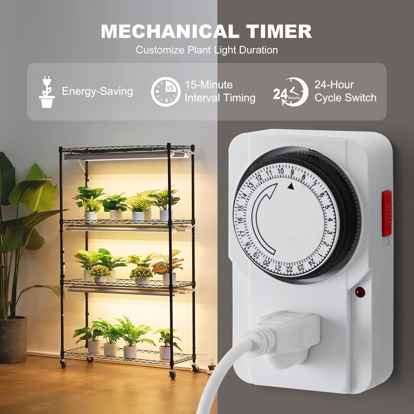 VEVOR Plant Stand with Grow Light, 4 Tiers Plant Shelf with 3000K 180W LED Full Spectrum Light for Indoor Plants, Grow Light Shelf with Timer for Seed Starting 35.4" L x 13.8" W x 59.1" H