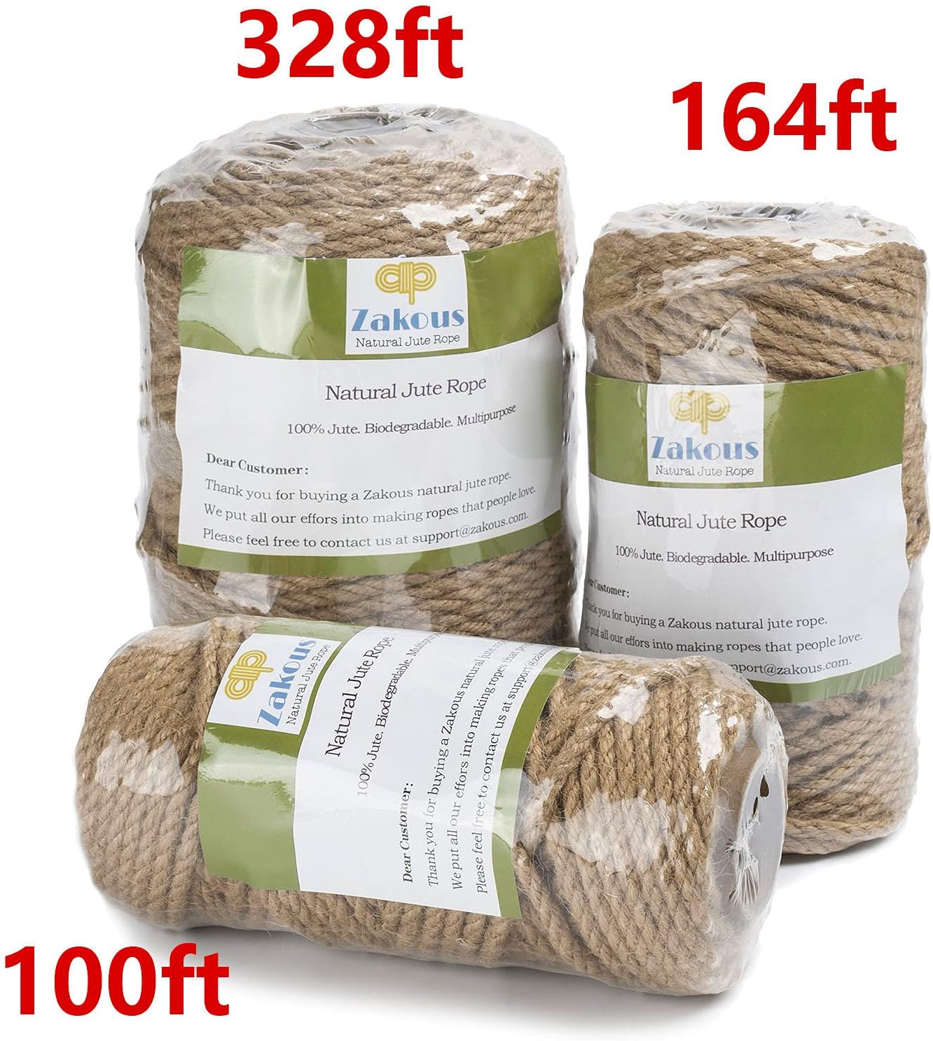5mm Jute Twine, Large Roll of Natural Jute Rope 328 Feet, Heavy Duty and Thick Twine Hemp Rope for DIY Arts Crafts, Gardening, Bundling，Home Decorating, Cat Scratching Post