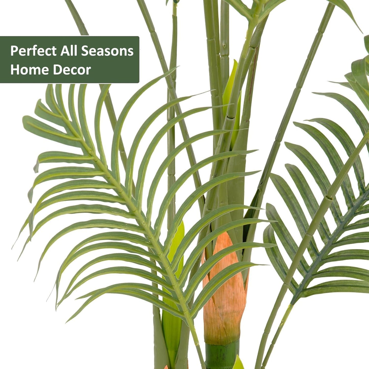 Artificial Fake Palm Tree 5FT 1Pack with White Planter & Free Moss, UV Resistant Artificial Palm Tree for Outdoors, Fake Plants for Poolside Home Room Decor, Faux Plants Outdoor Decor