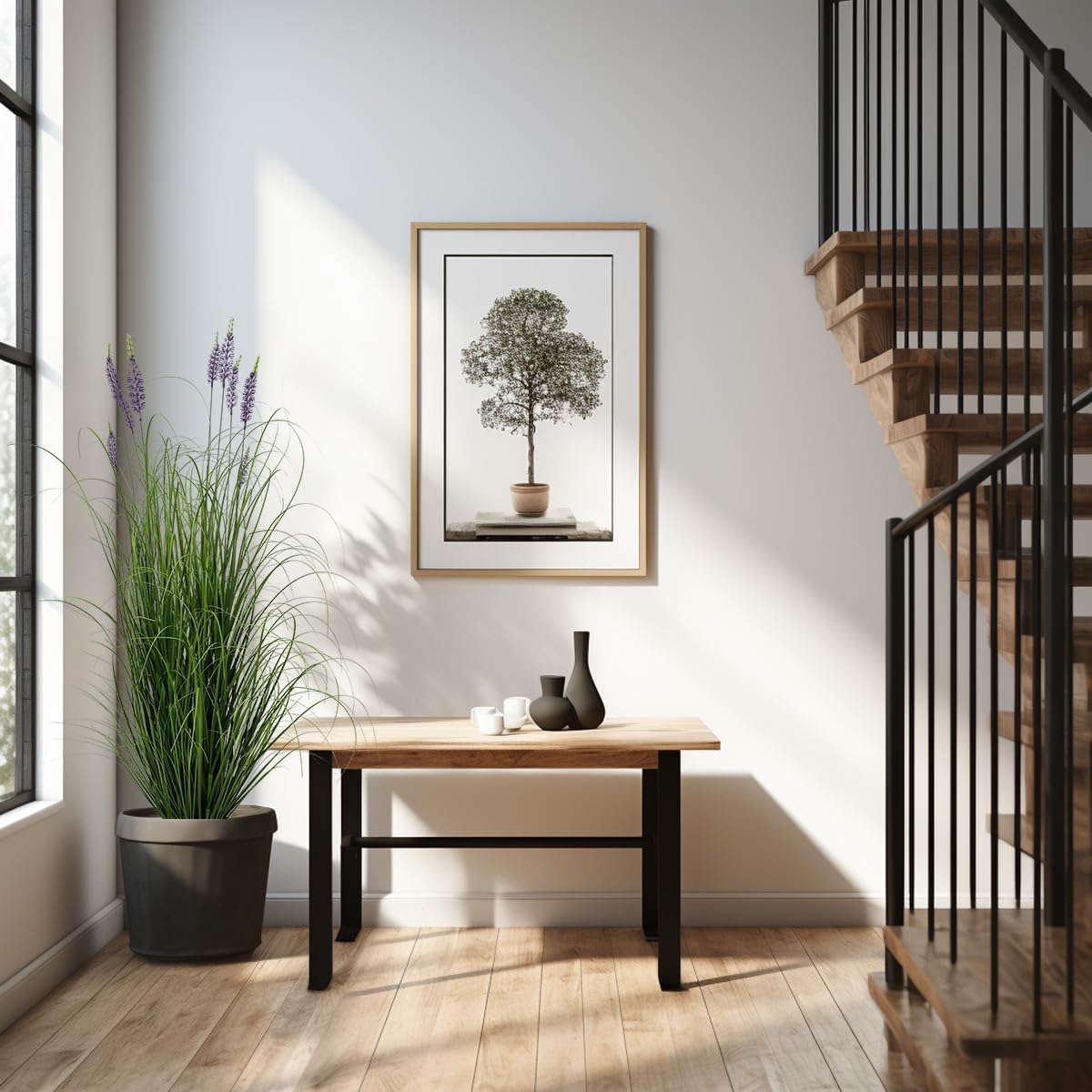 Artificial Plant 5ft(2pack) Tall Artificial Lavender Plant,Faux Plants Indoor Home Decorative Artificial Plants & Flowers in Pot Fake Plant, House Plant Indoor