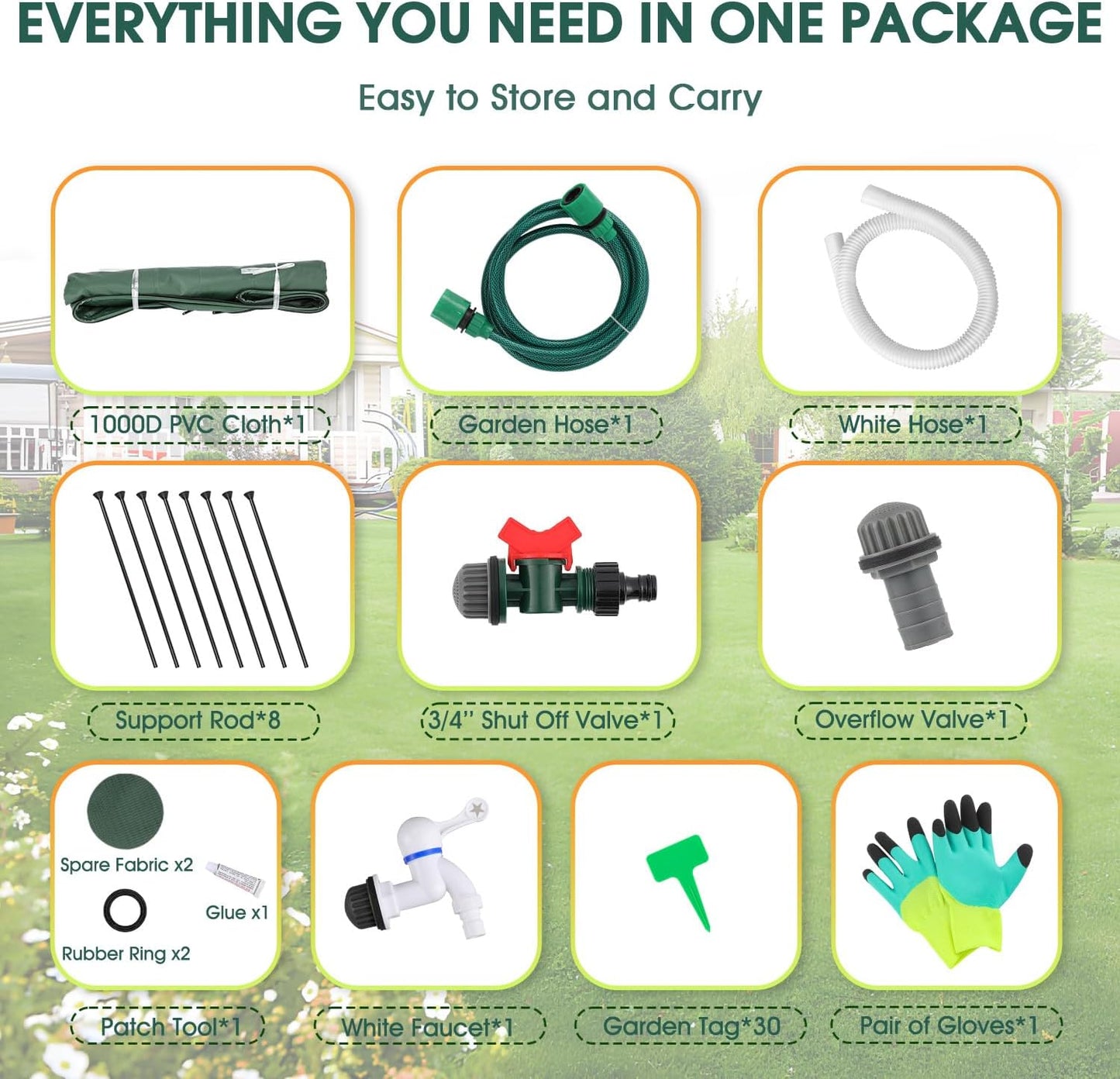 Moongiantgo 100 Gallon Collapsible Rain Barrel with Scale Line - 1000D PVC Portable Water Storage Tank - Rainwater Collection System with Filter Spigot Overflow Kit to Collect Rainwater from Gutter