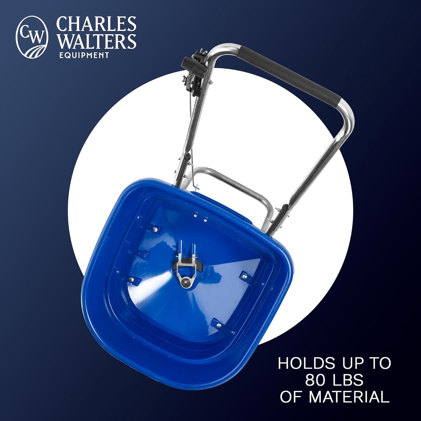 Charles Walters Equipment CW2800S Landscape Rated Broadcast Spreader with Stainless Steel Frame for Spreading Fertilizer and Ice Melt on Lawns, Walkways, and Driveways, 80lbs Capacity, 38" x 33"