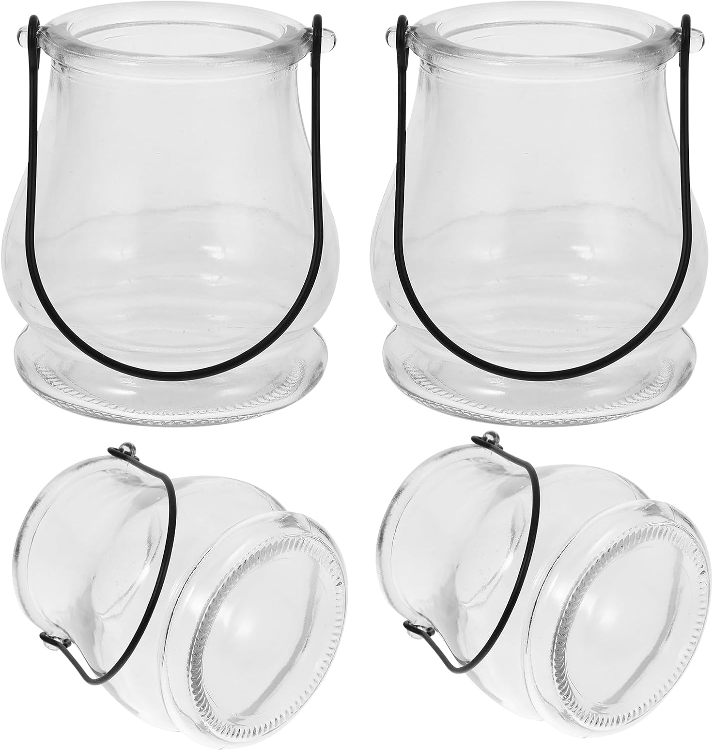 Cabilock 4pcs Hanging Candle Holders, Clear Tealight Holder, Hanging Glass Vase, Fillable Plant Succulent Vase Hanger for Party Wedding Decoration