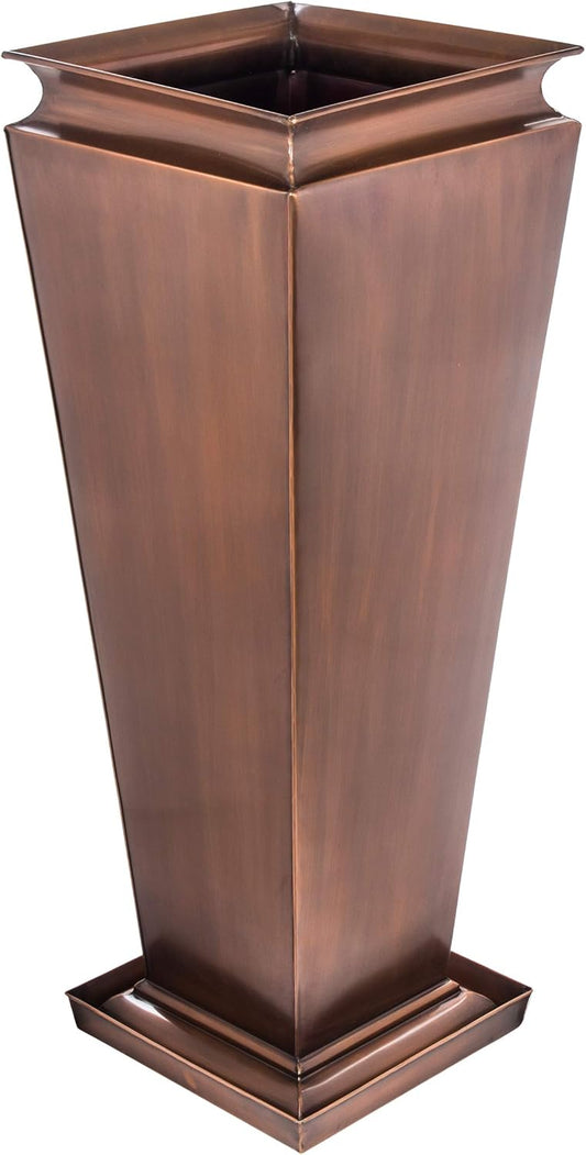 H Potter Tall Planter Patio Garden Copper Indoor Outdoor Deck Flower with Tray