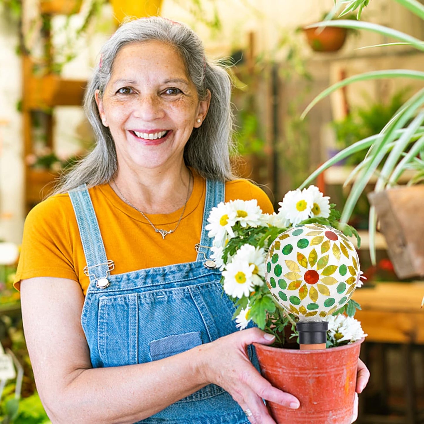 Plant Watering Globes Mosaic Self Watering Spikes 2 Pack for Indoor Outdoor Plants Automatic Plant Waterer Plant Watering Devices for Vacations Pot