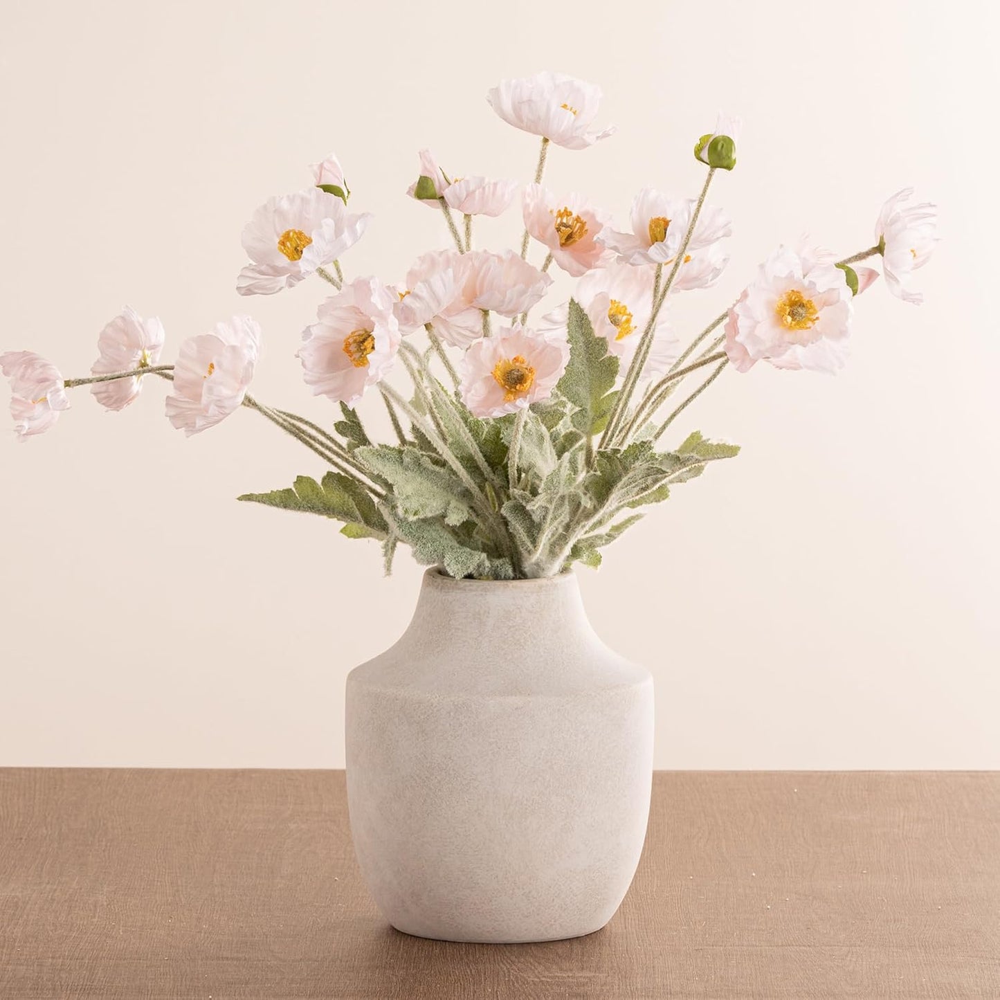 Mitt&Ditt Ceramic Flower Vase, 7.5 inch Off-White Farmhouse Rustic Vase, Handcrafted Weathered Pottery Vases, Small Flower Terracotta Vases for Home Decor, Living Room, Table, Shelf