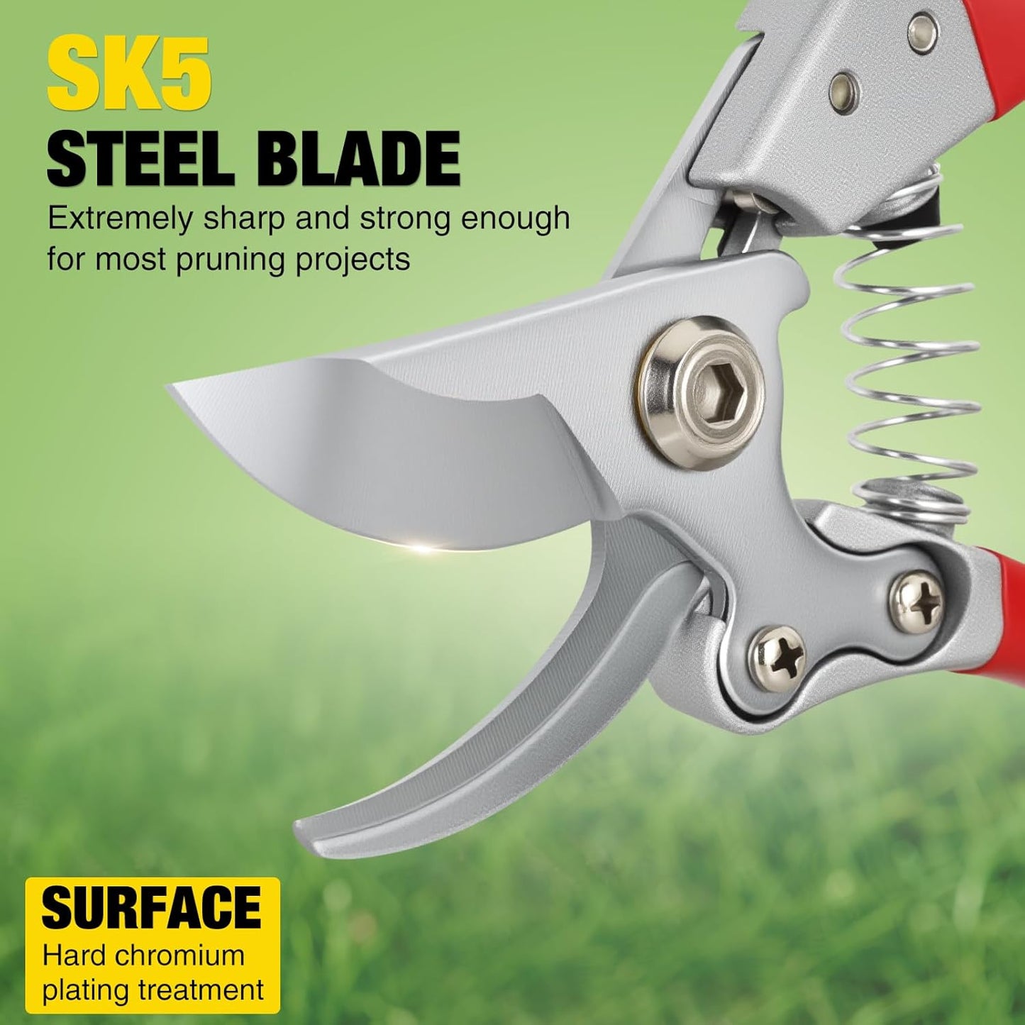 Yesker Pruning Shears Garden Shears 8.6" Professional Bypass Garden Scissors Yard Clippers with Sharp SK5 Steel Blade Heavy Duty Hand Pruners for Branch Flower Plant Trimming Cutting Gardening Tools