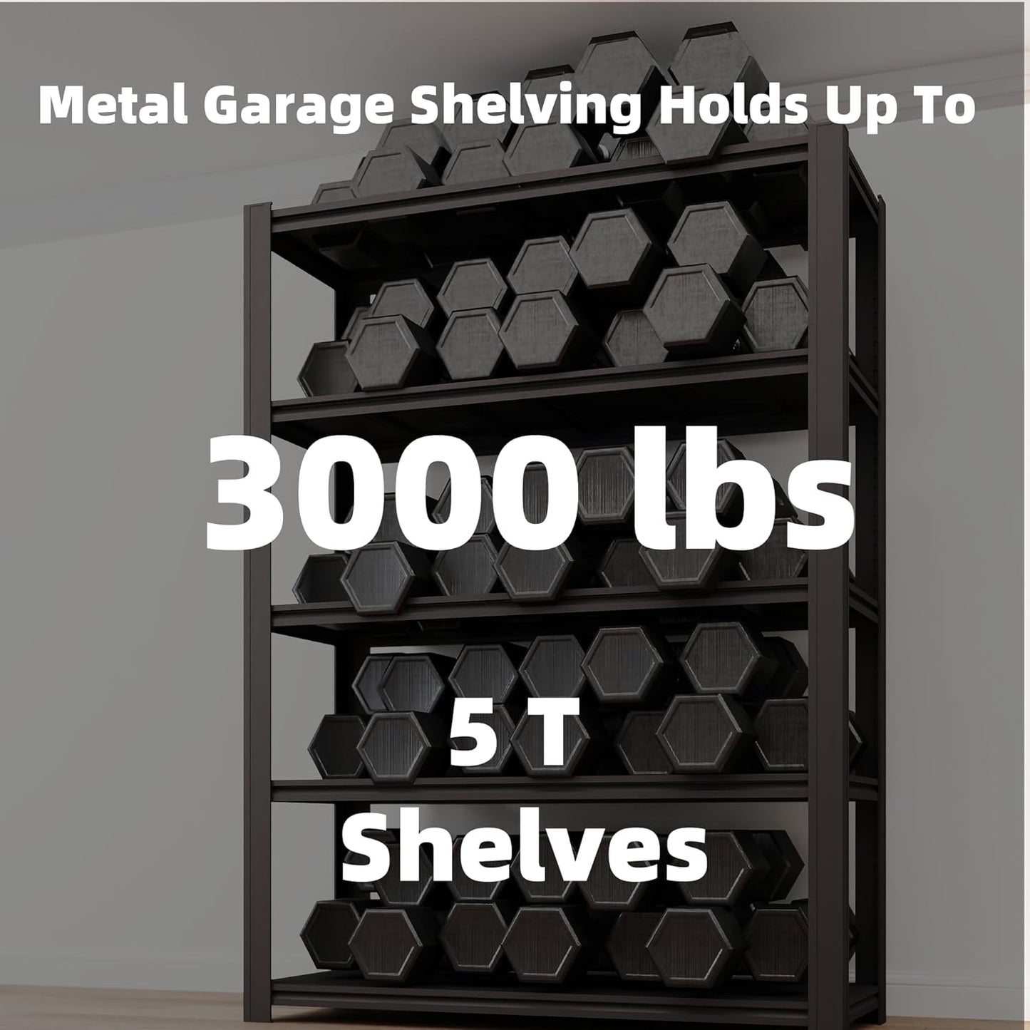 5-Tier 55" W x 24" D x 84" H Garage Shelving 3000LBS Storage Shelves Heavy Duty Metal Shelf Unit Adjustable Basement Industrial Storage Racks