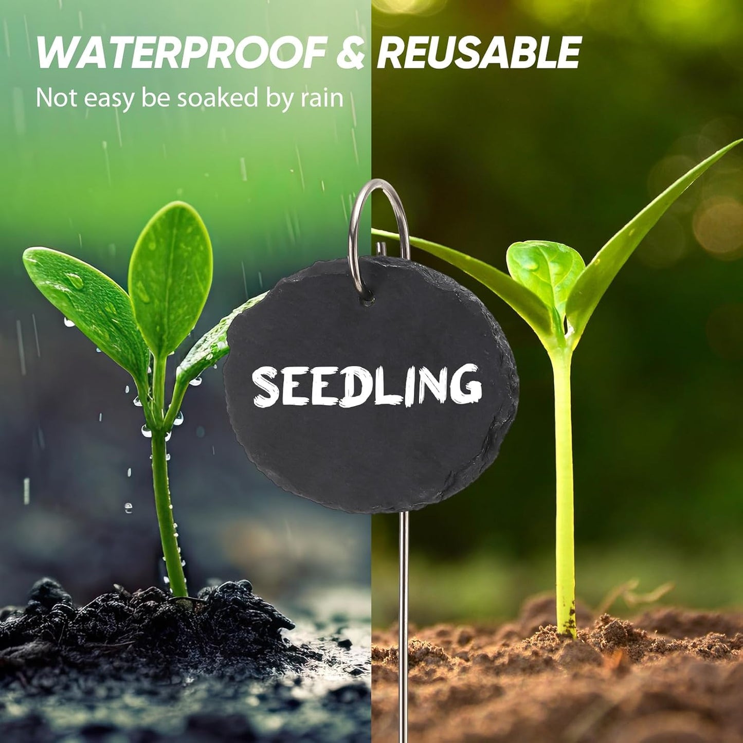 12 Sets Plant Labels Slate Plant Tags Garden Sign Marker Weatherproof Reusable Natural Slate Garden Sign Hanging Tag with Metal Stake and Pen for Outdoor Flower Vegetable(Oval)